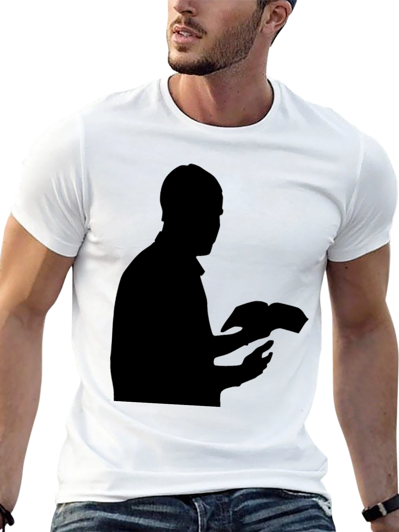 Silhouette Reading T-Shirt - Black Casual Wear