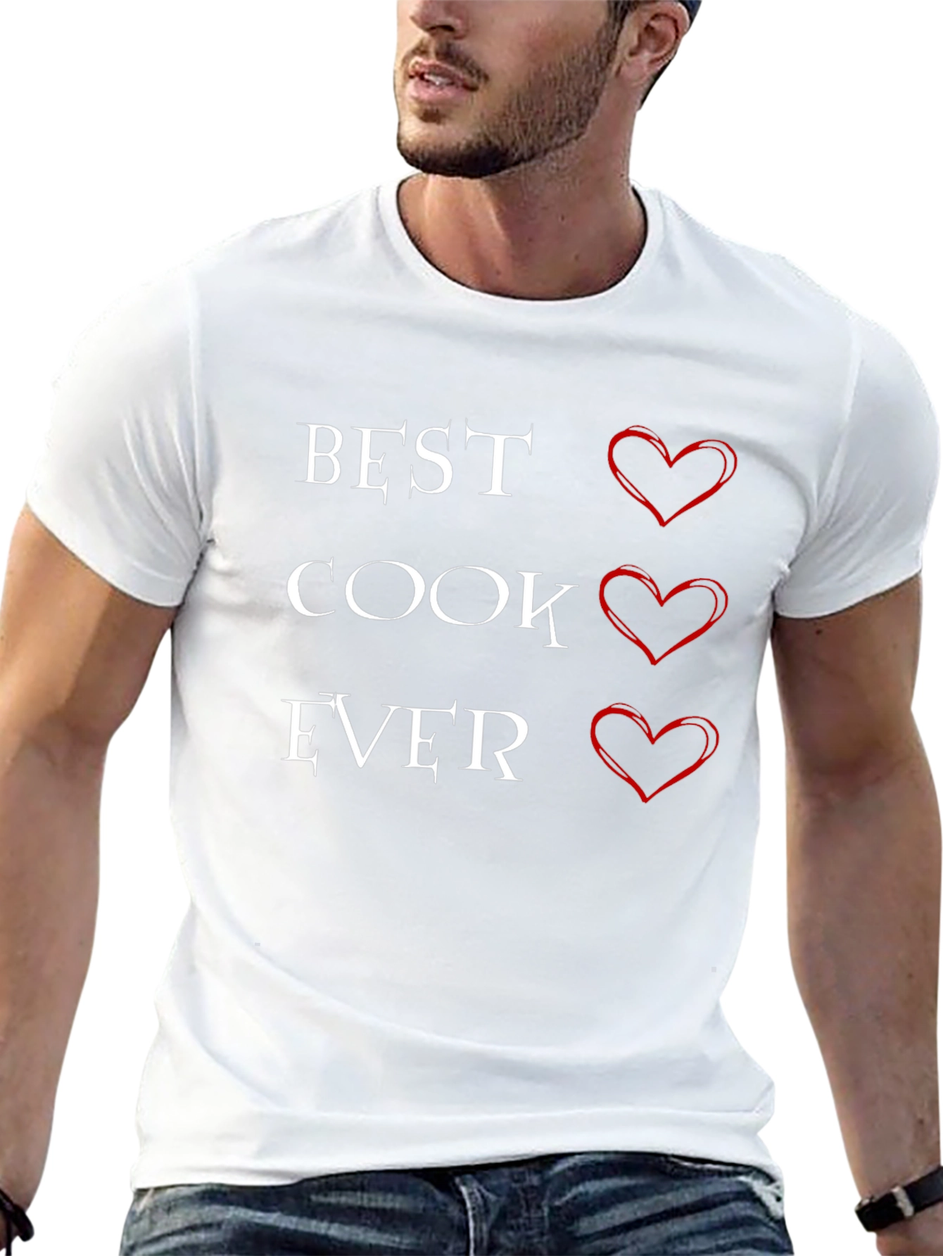 Best Cook Ever T-Shirt with Heart Graphics