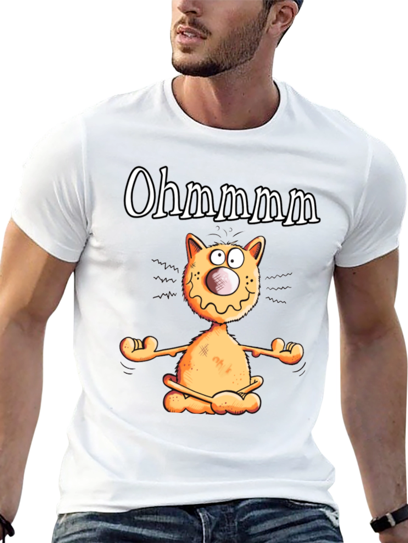 Ohm Cat T-Shirt - Funny Yoga Meditation Tee