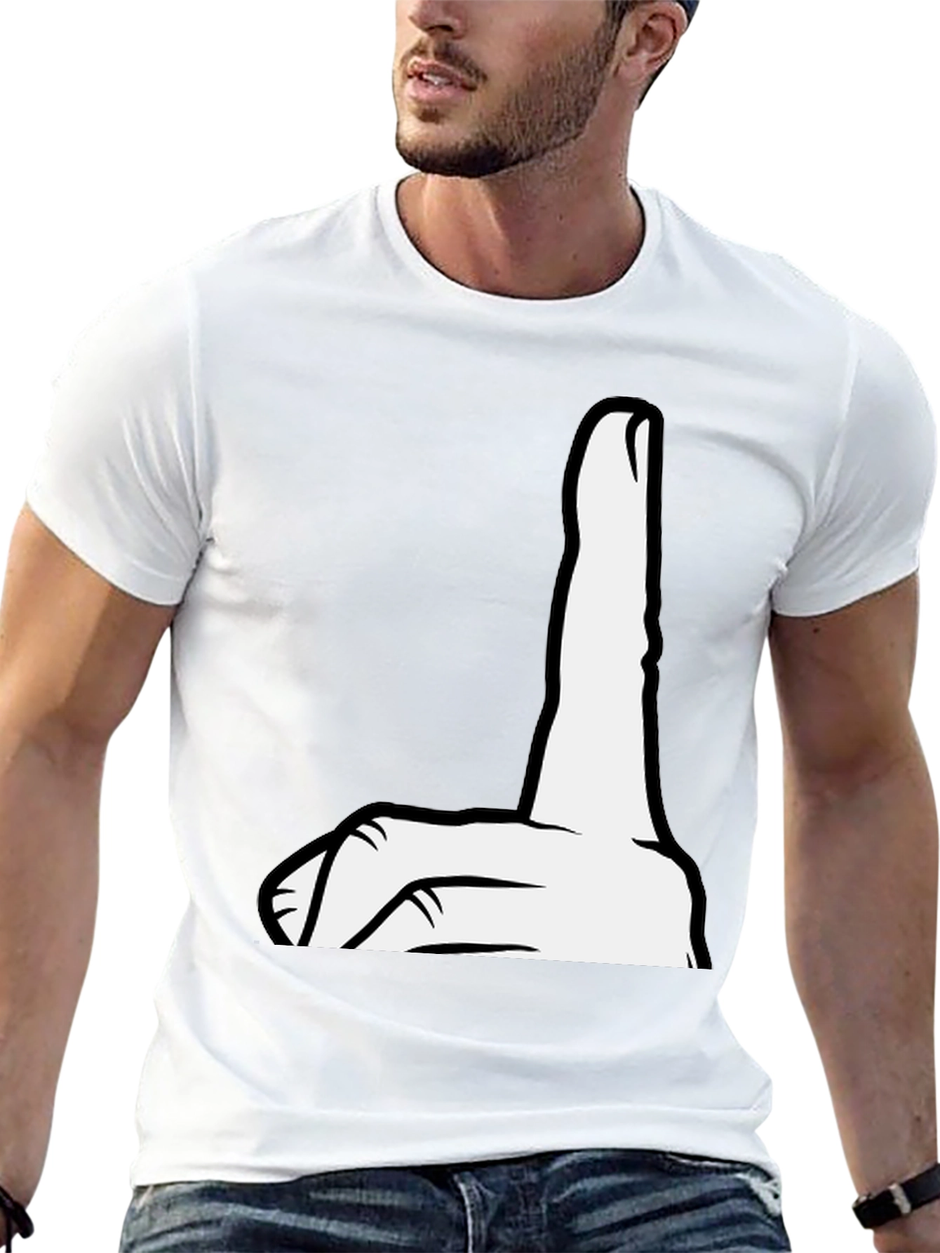 Funny Hand Gesture Graphic Tee - Black