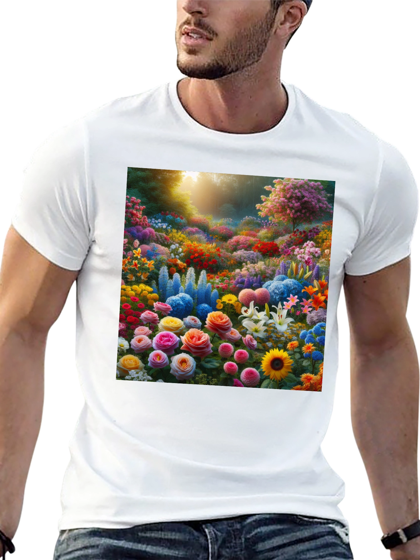 Floral Garden Print Crew Neck T-Shirt