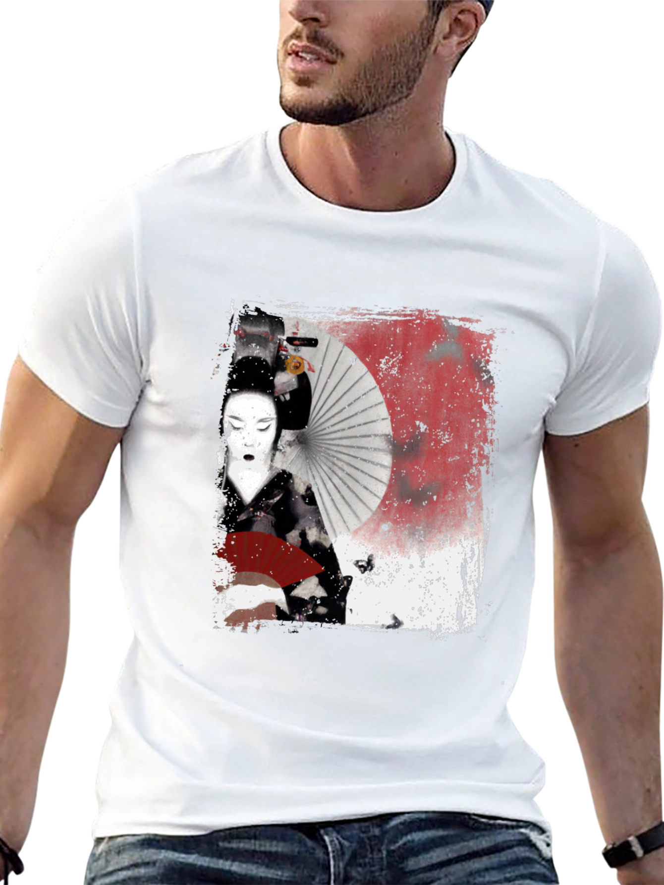 Geisha Graphic Print Black T-Shirt