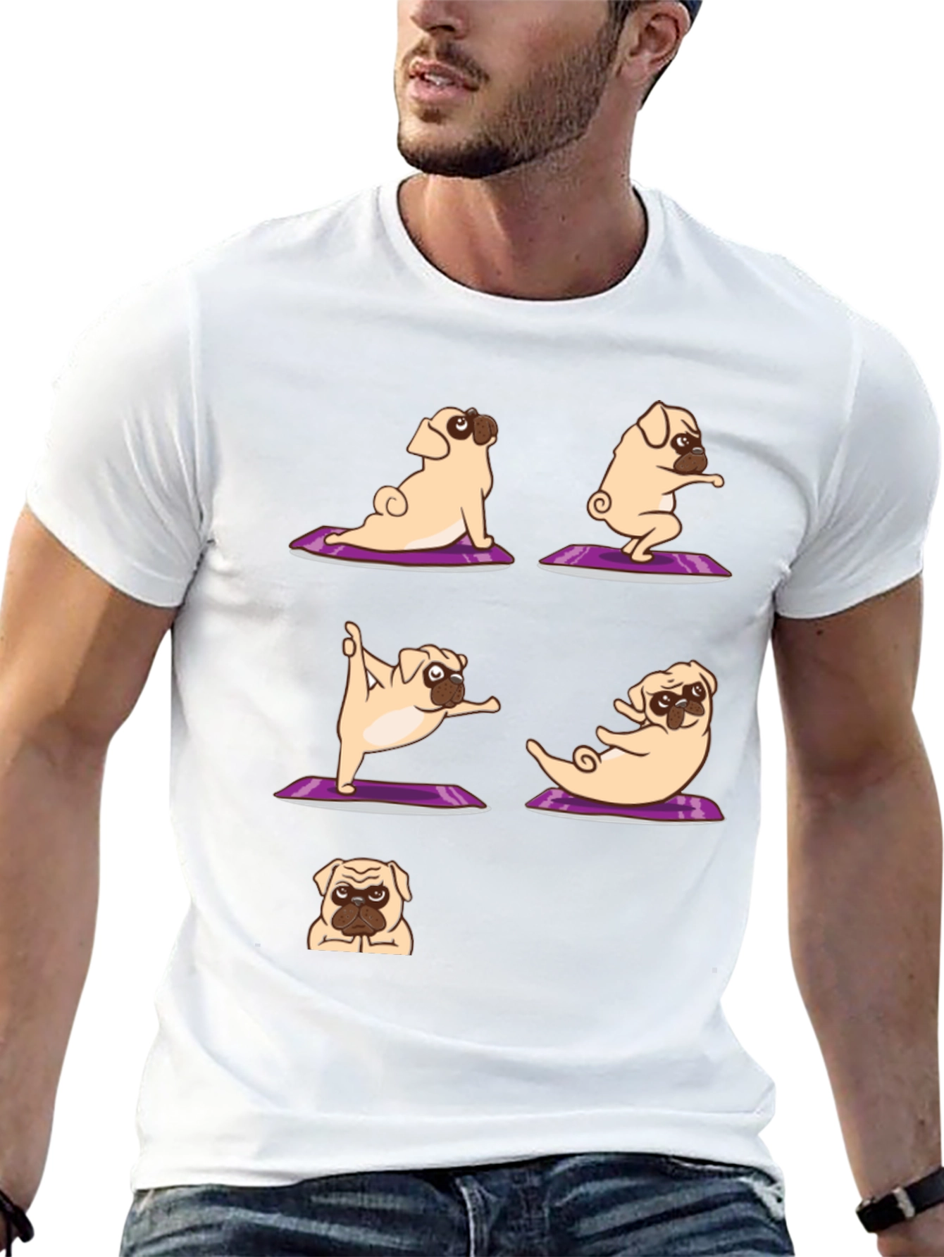 Yoga Pugs Black T-Shirt