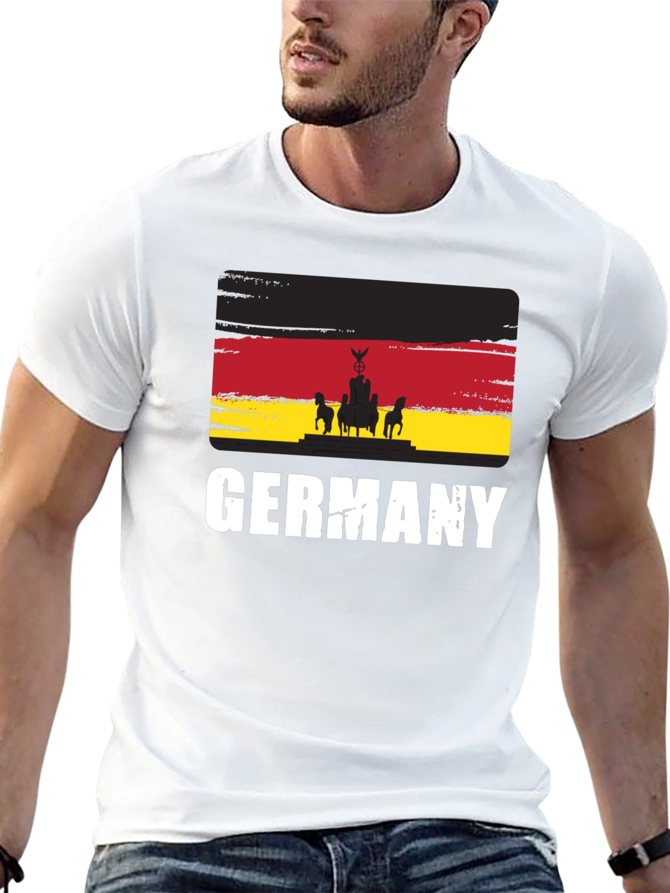 Germany Flag Graphic Tee - Black Cotton T-Shirt