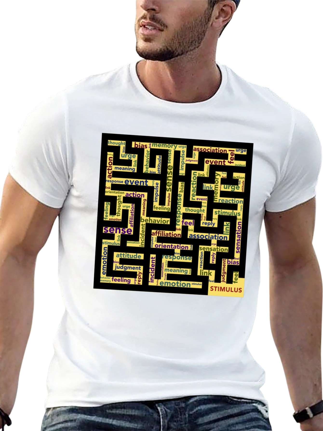 Sense Maze Black T-Shirt - Word Art Design