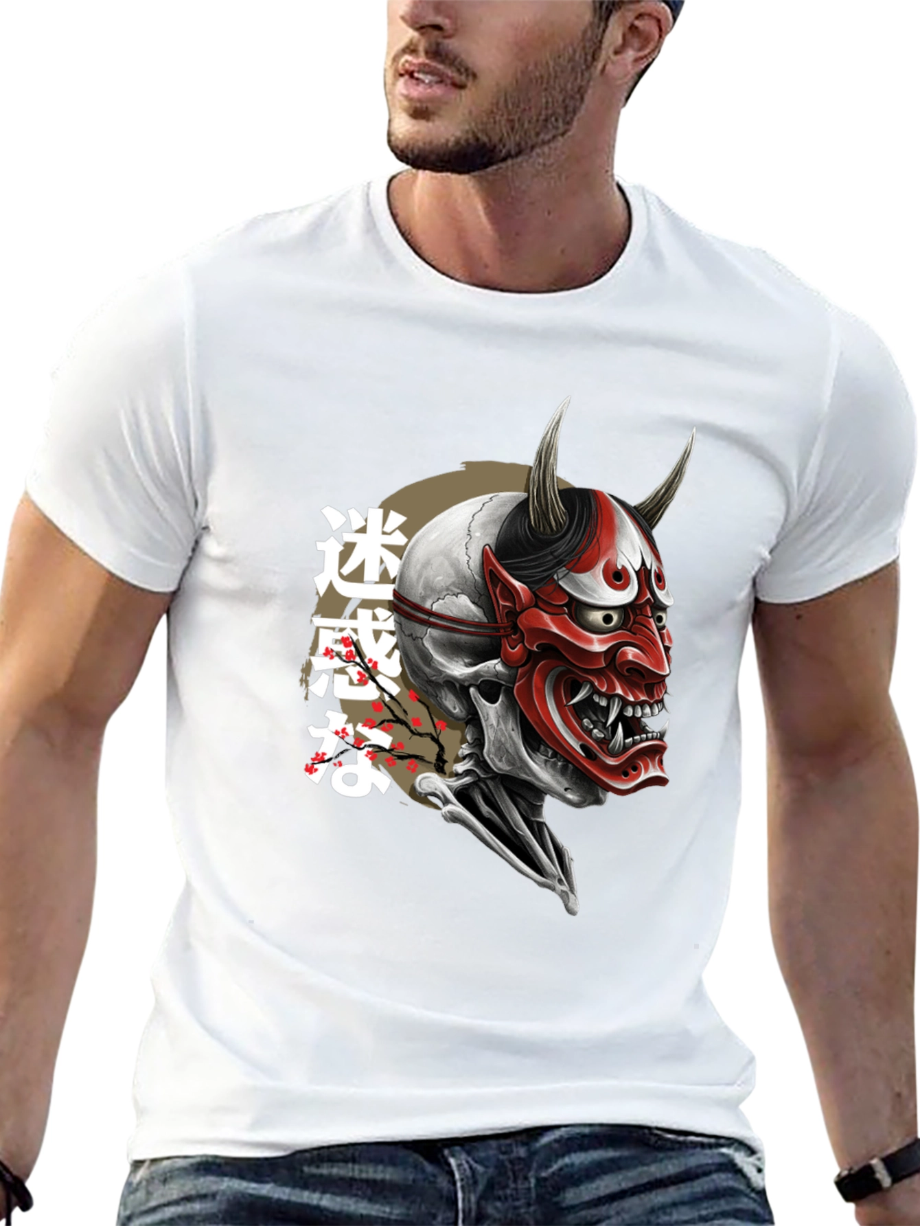 Hannya Mask Skull Graphic Tee - Black T-Shirt