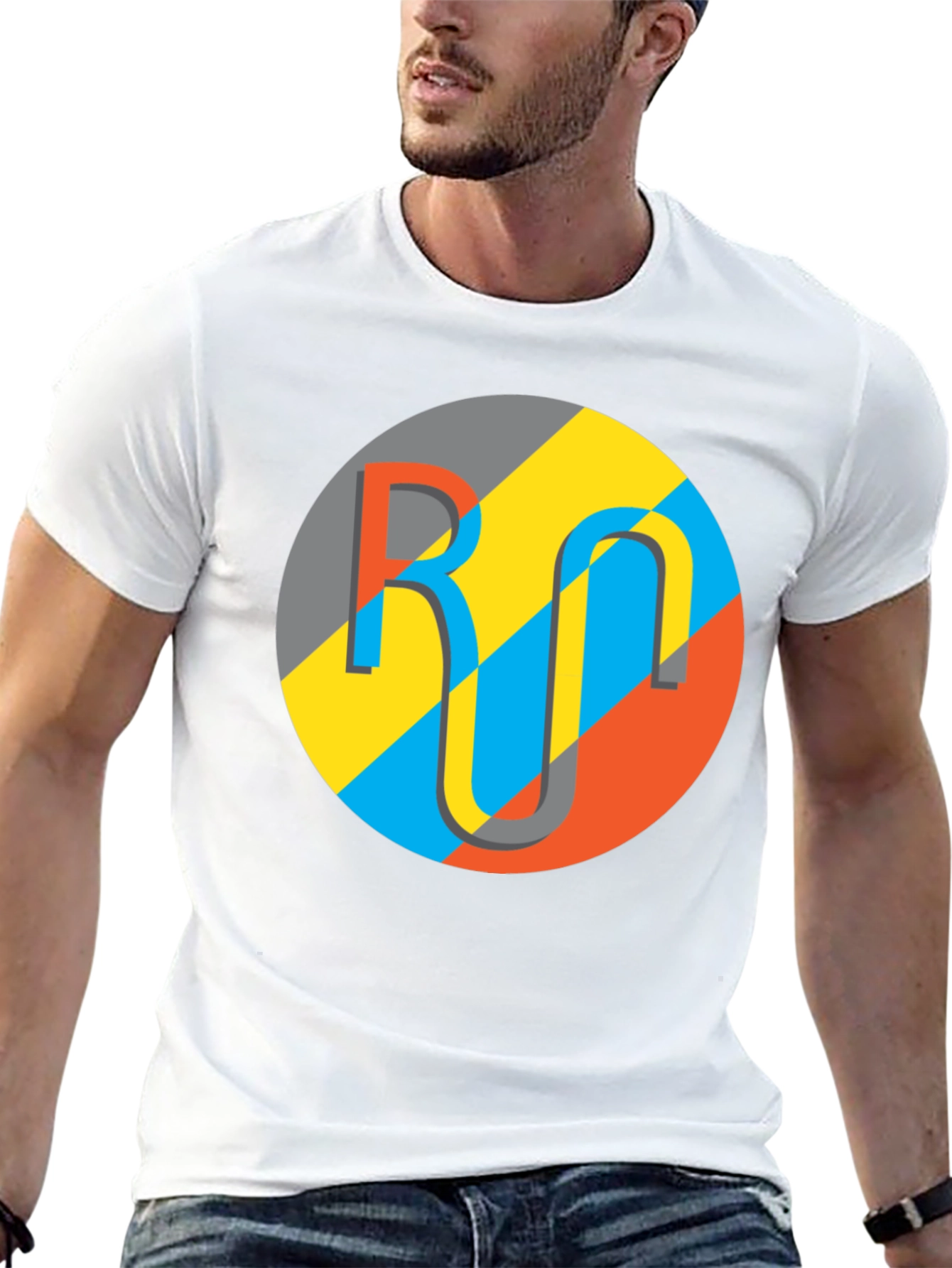 Geometric Logo Graphic Tee - Casual Black T-Shirt