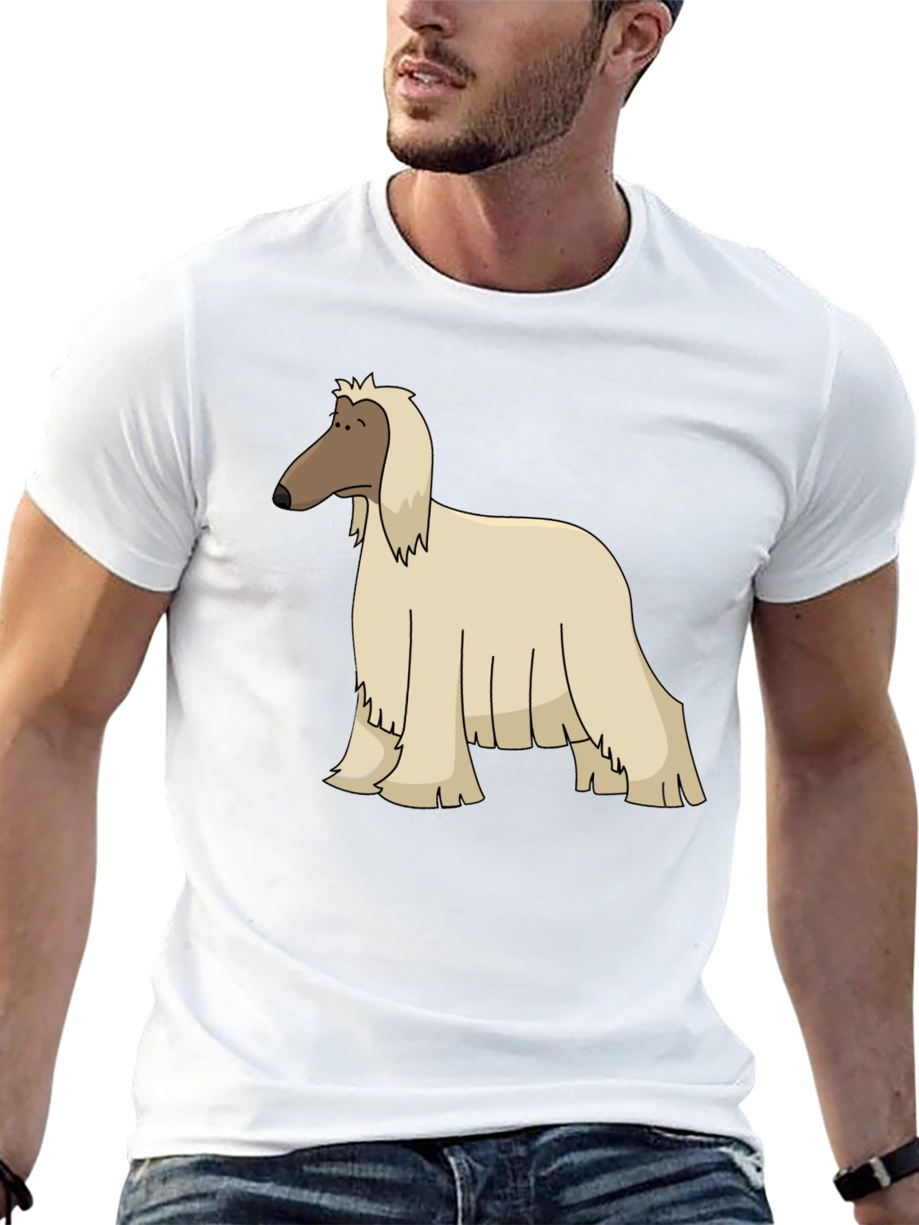 Afghan Hound Cartoon Black T-Shirt