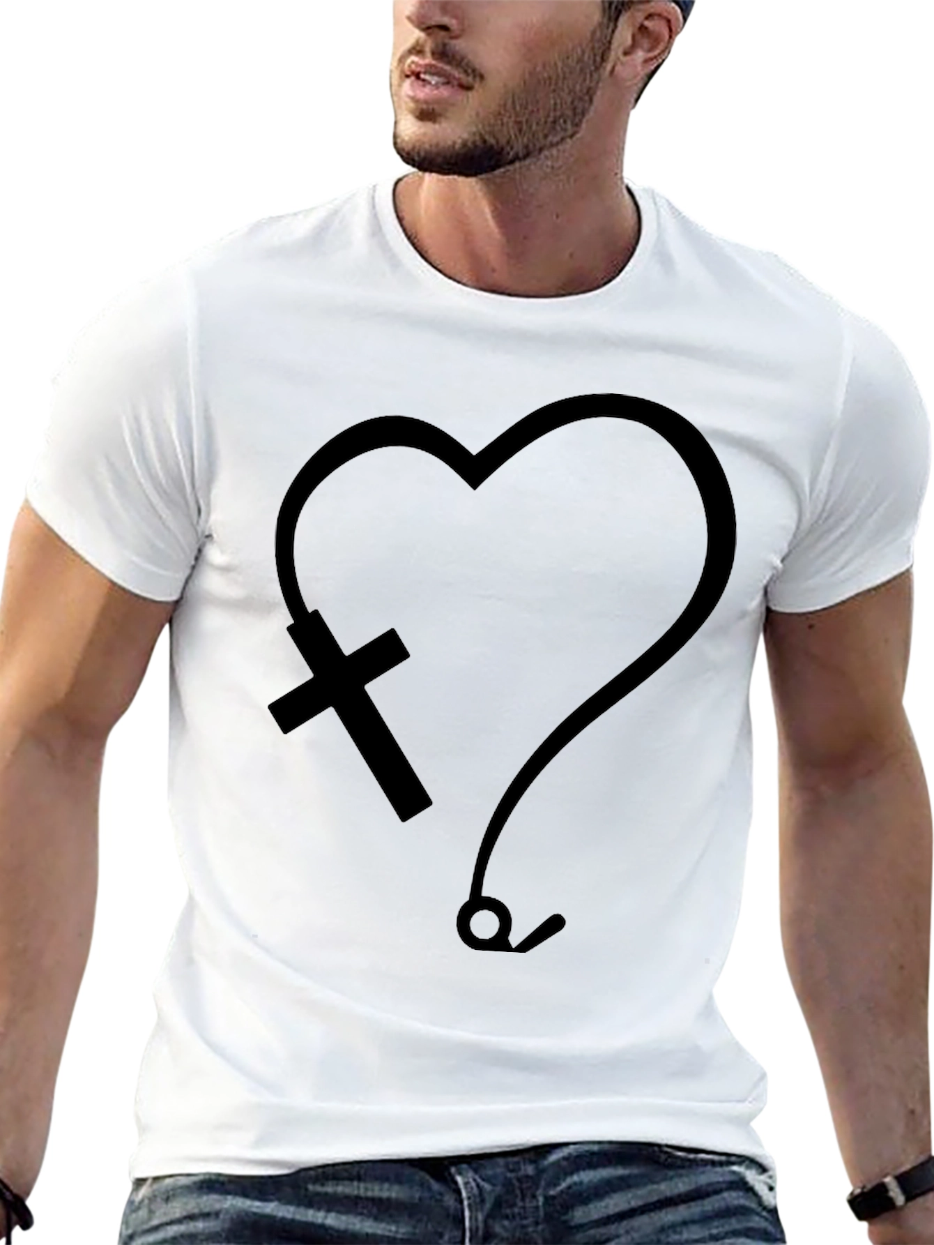 Heart Cross & Stethoscope Graphic T-Shirt