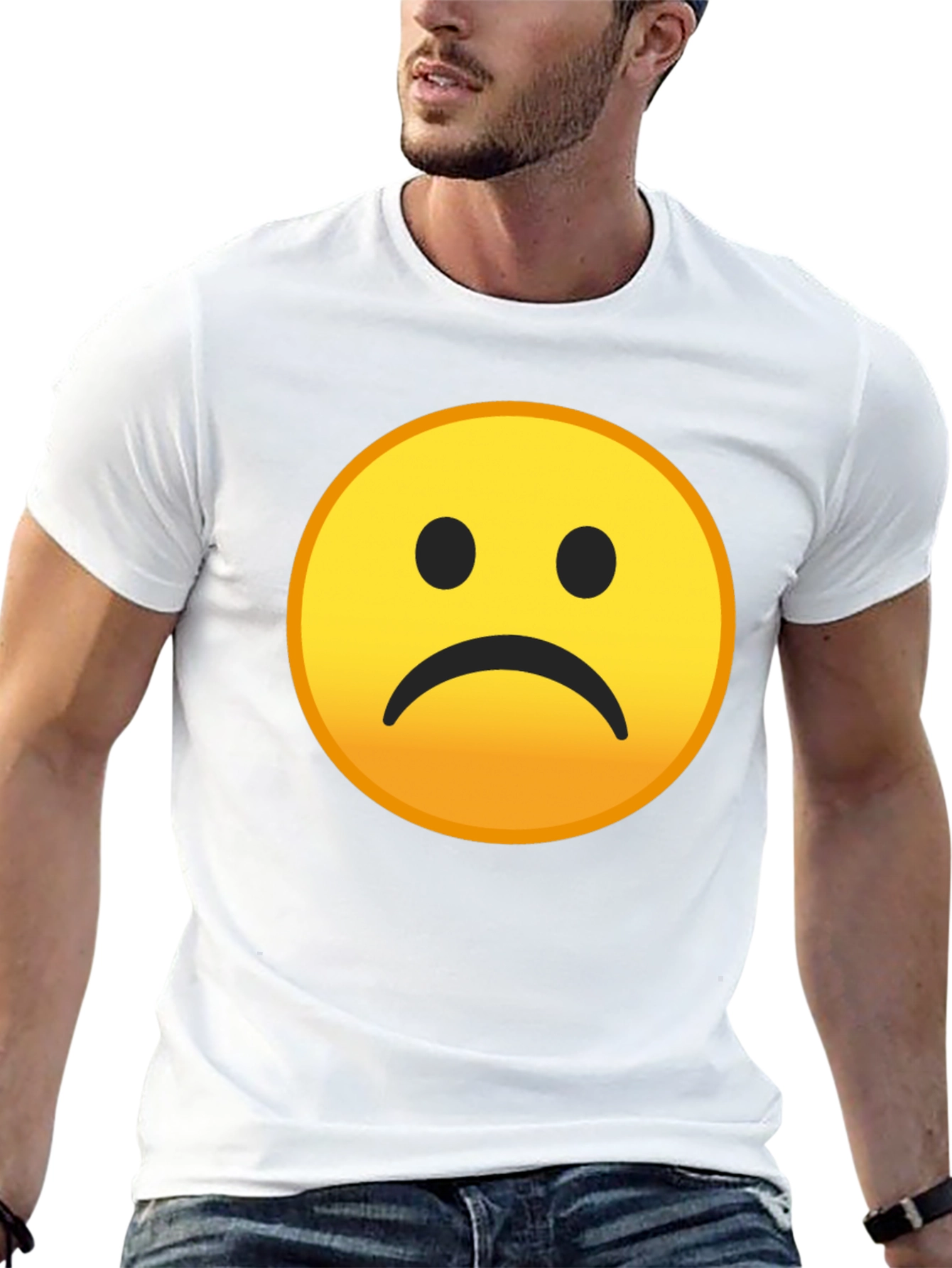 Sad Emoji Graphic Black T-Shirt