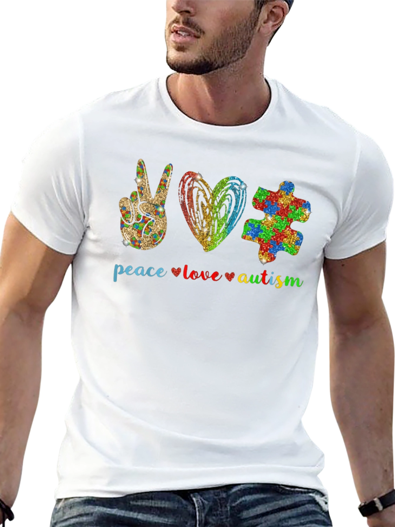 Peace Love Autism Graphic T-Shirt