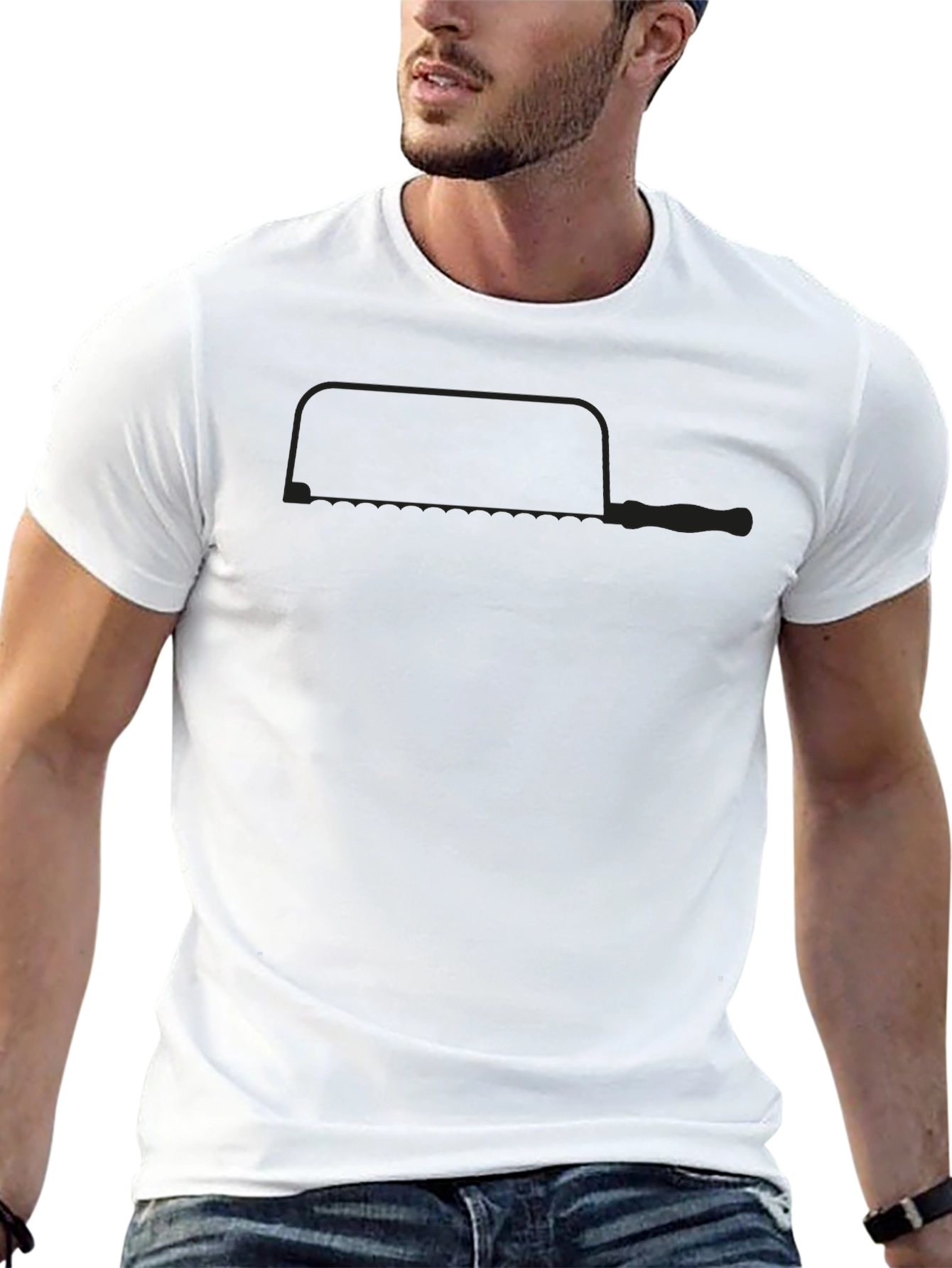 Black T-Shirt with Saw Graphic
