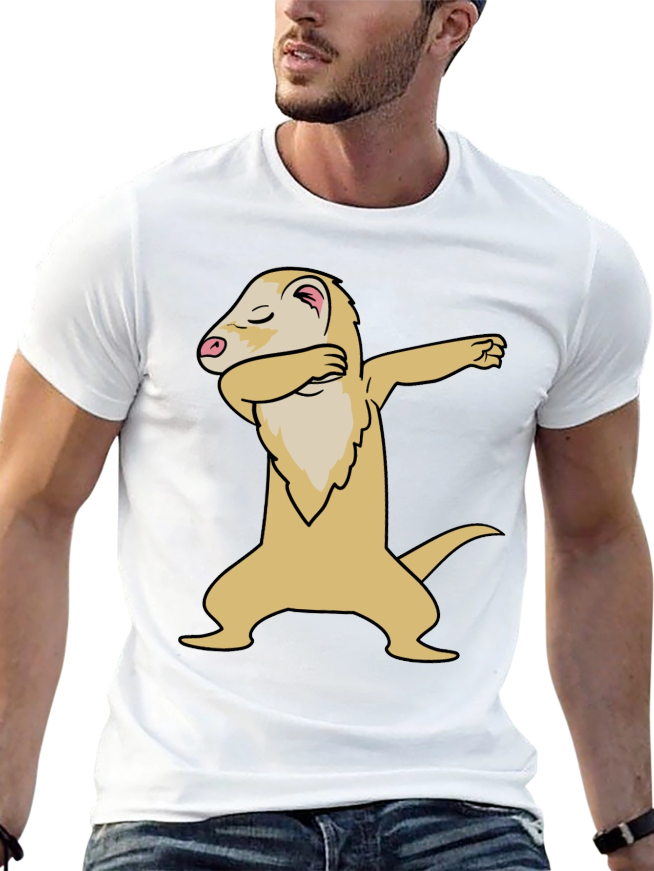 Dabbing Ferret Graphic T-Shirt - Cool Animal Tee