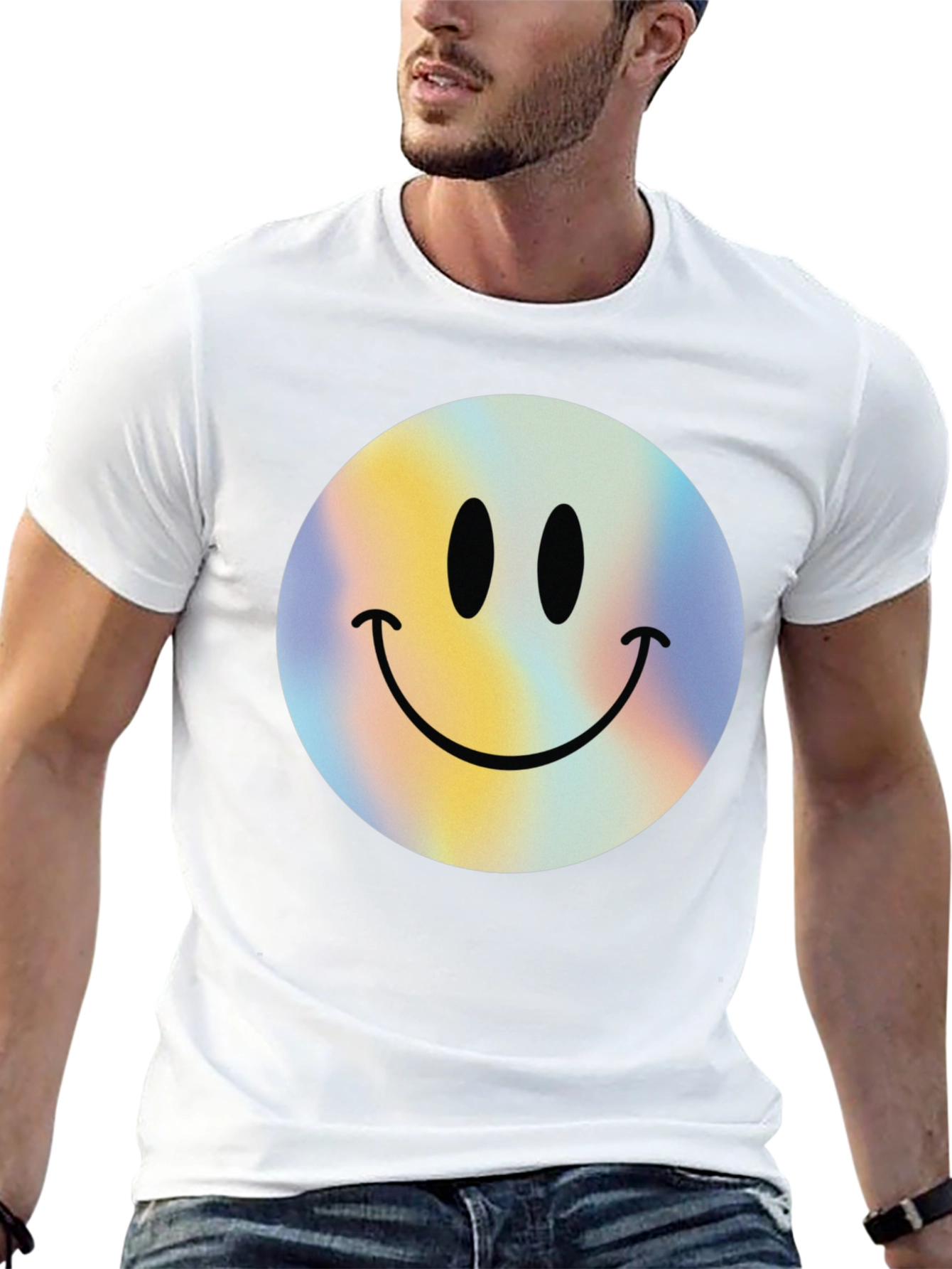 Retro Smiley Face Graphic Tee - Classic Black T-Shirt