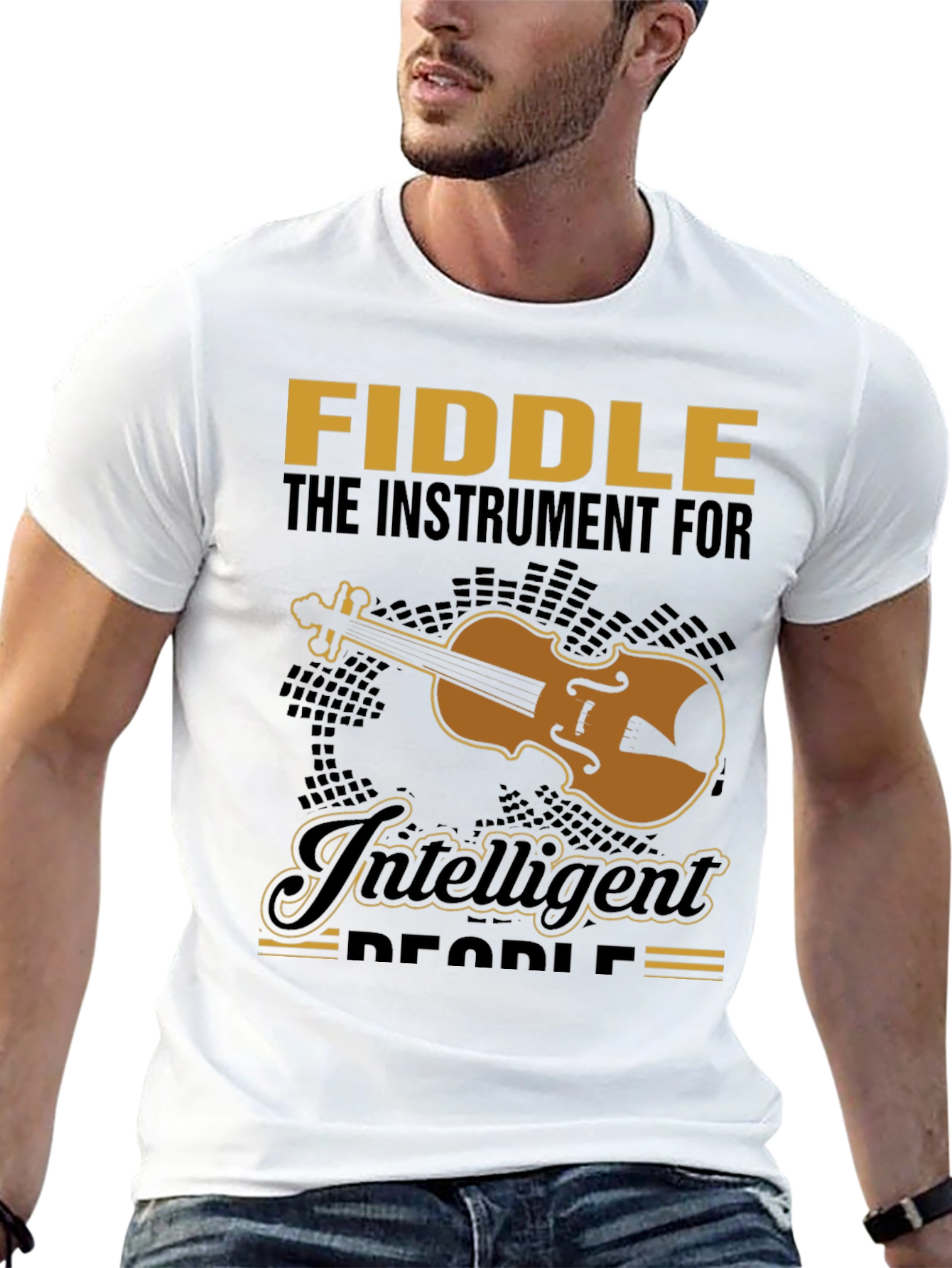 Fiddle Instrument Intelligent People Black T-Shirt