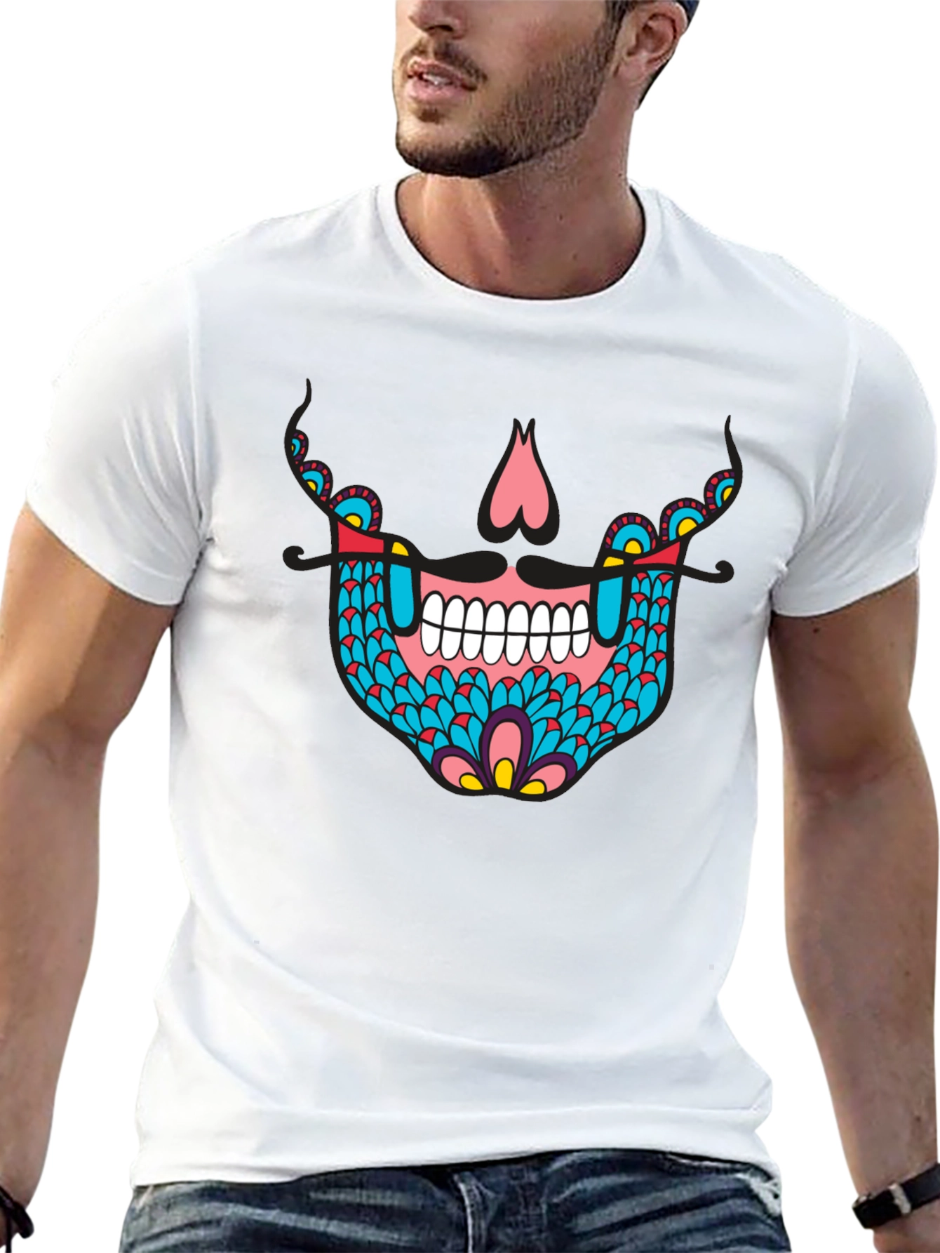 Sugar Skull Graphic Tee - Black Cotton