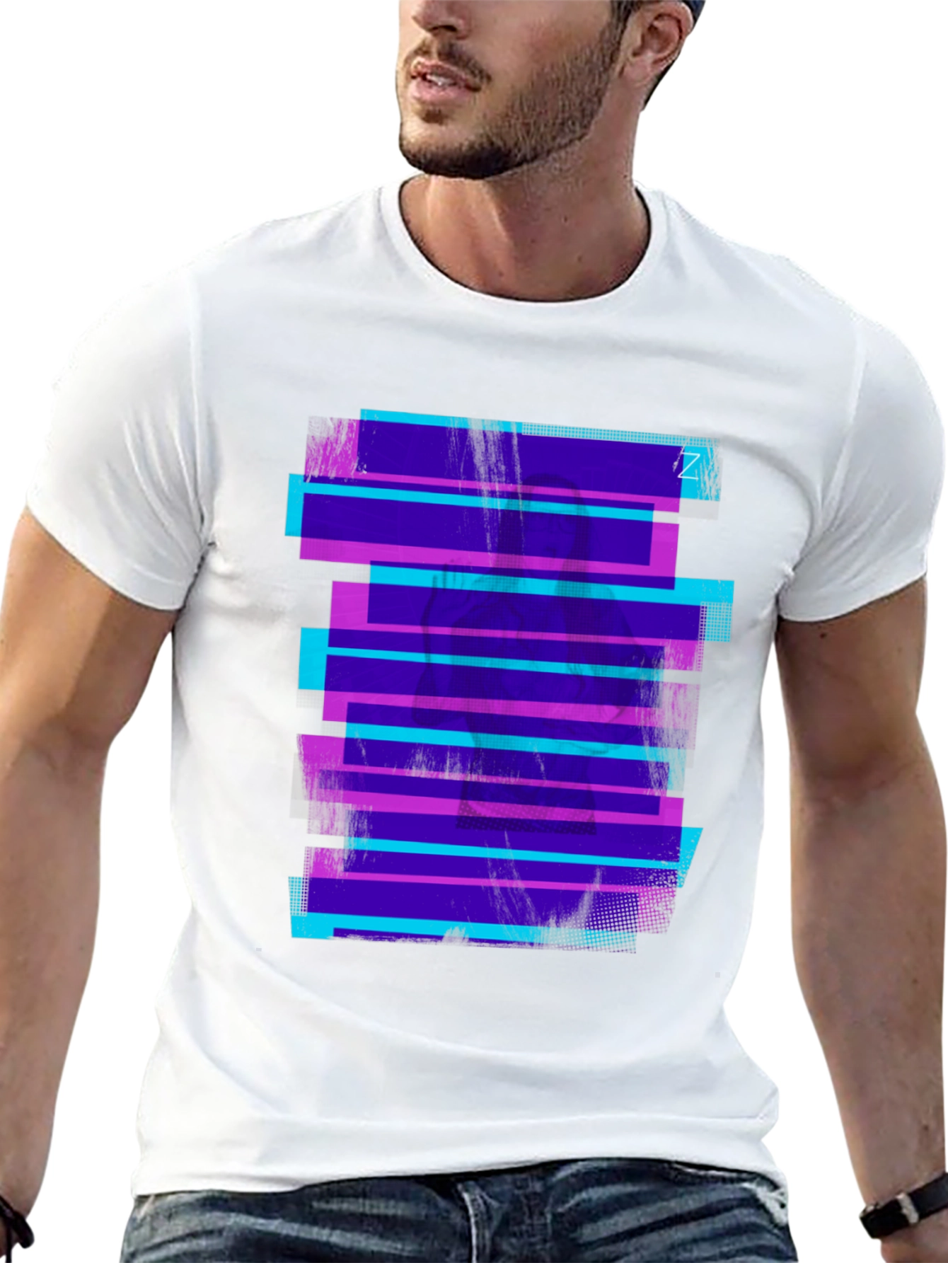 Retro Glitch Tee - Black Graphic Print T-Shirt