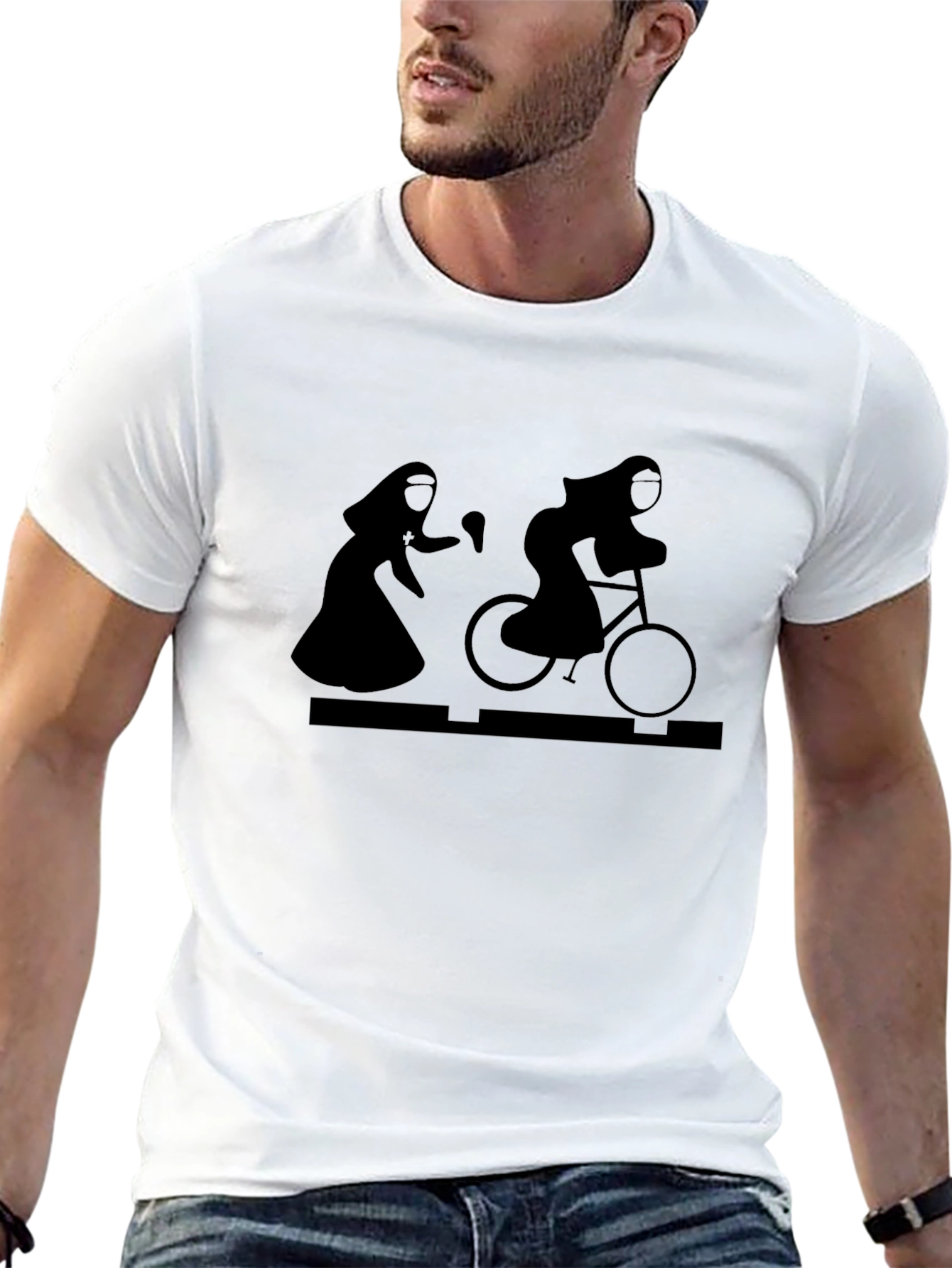 Nun on a Bike T-Shirt - Quirky Graphic Tee