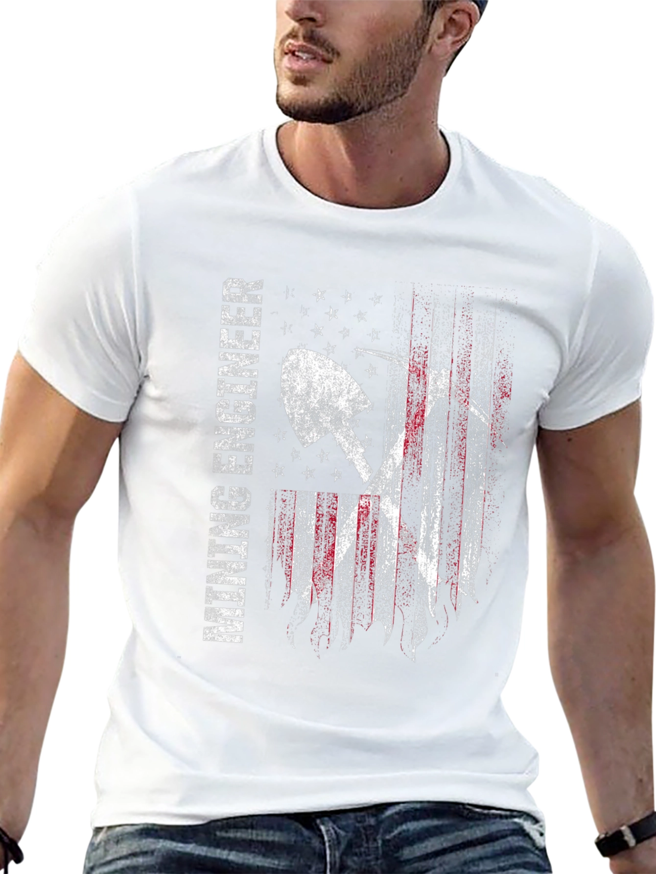 Mining Engineer Patriotic USA Flag Graphic T-Shirt