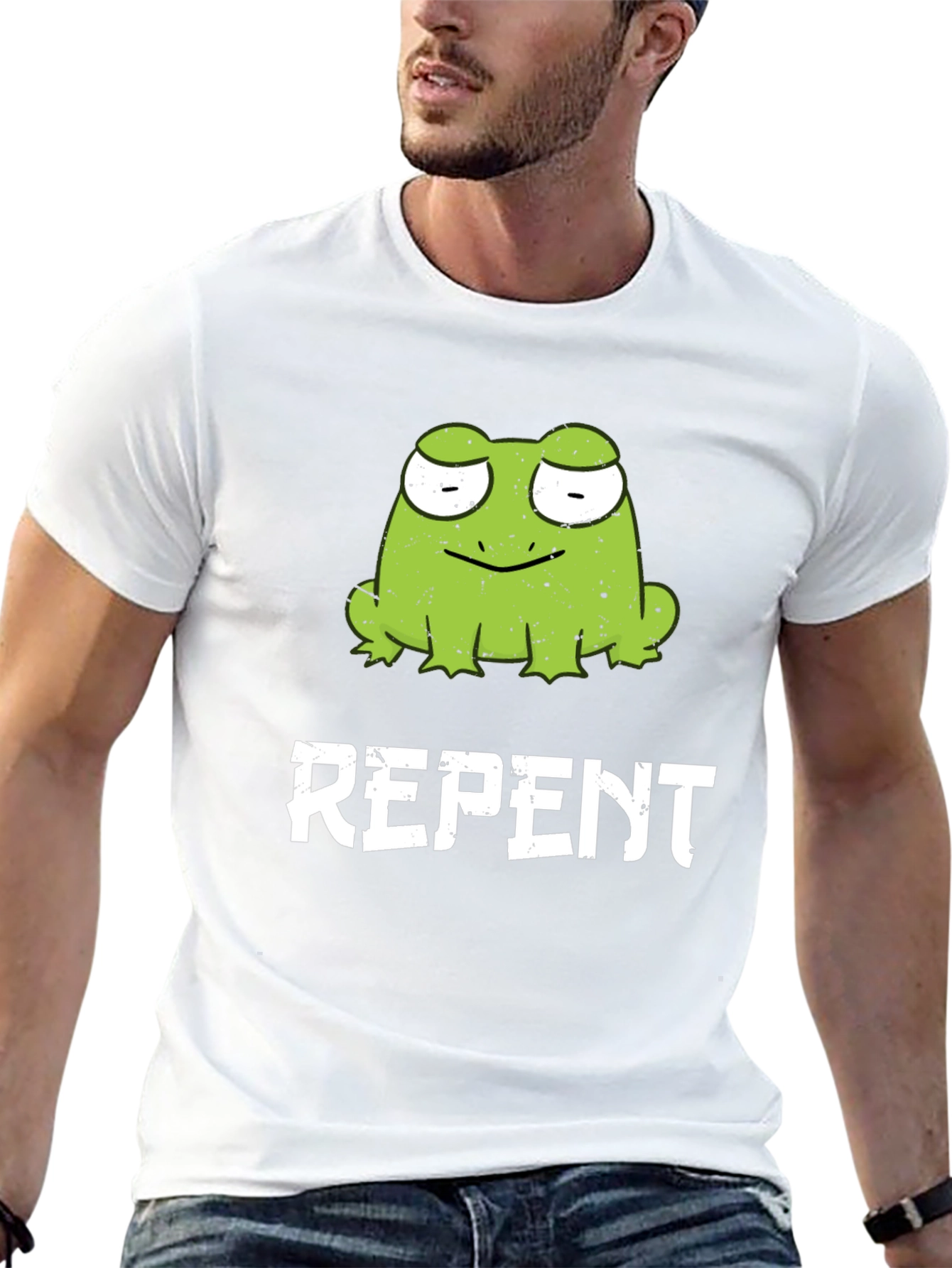 Frog Repent Graphic T-Shirt - Black Cotton Tee