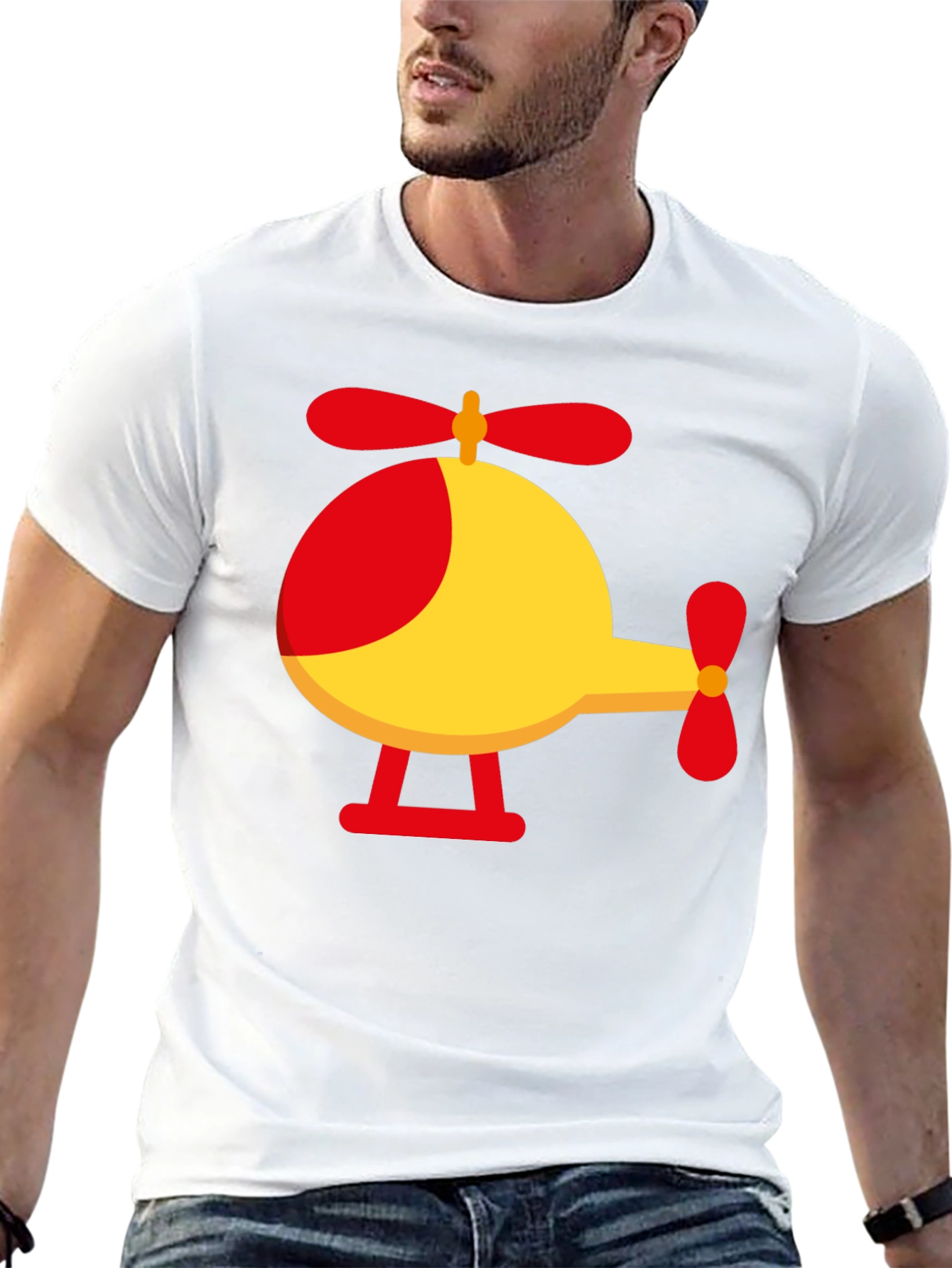 Helicopter Graphic Tee - Black Cotton Blend