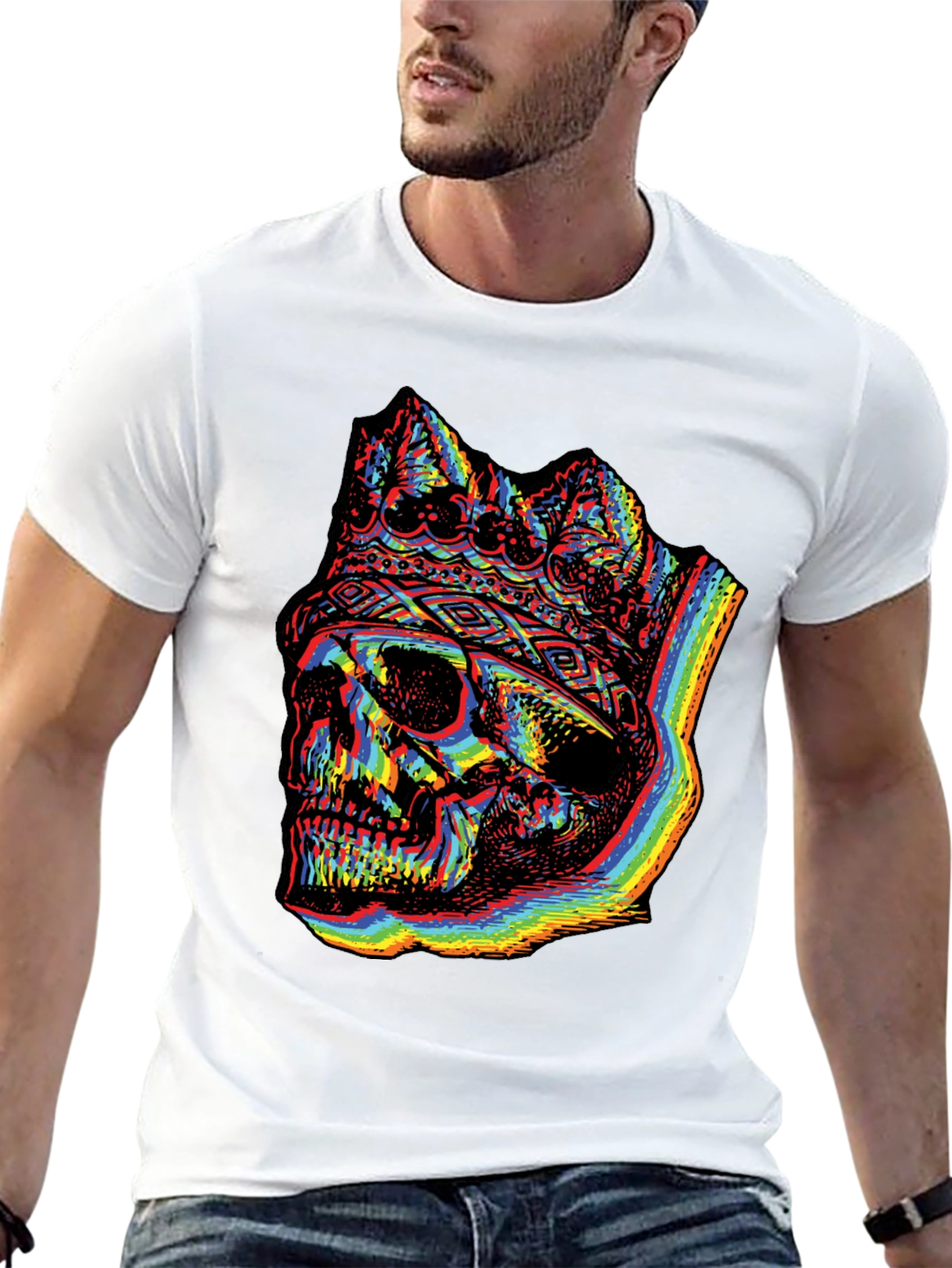 Rainbow Skull King Graphic Tee