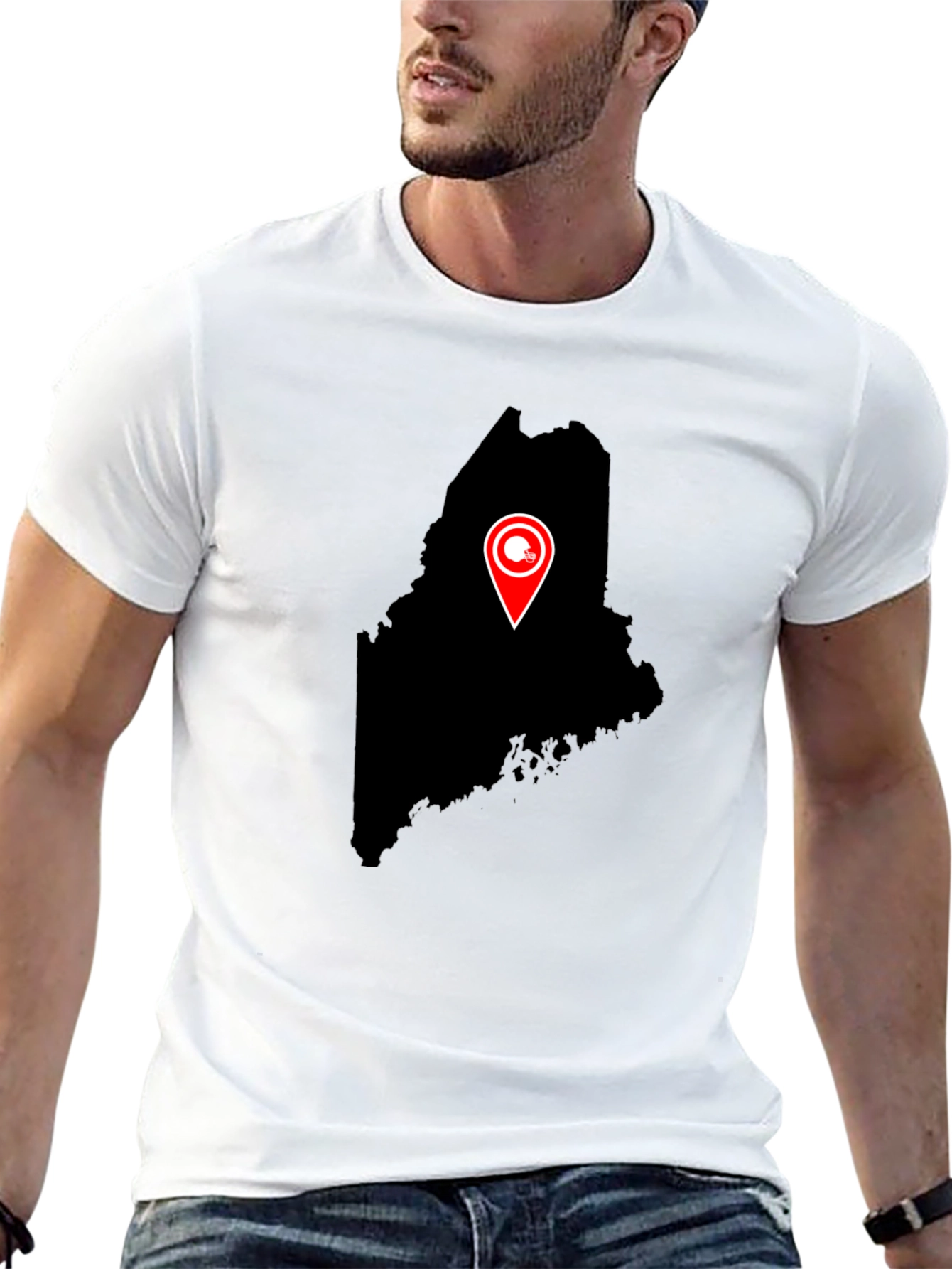 Maine Football Helmet Location T-Shirt
