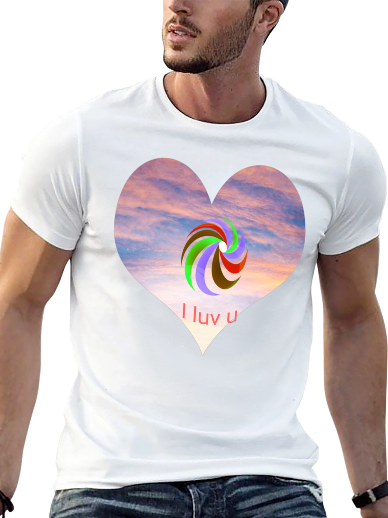 I Luv U Heart Graphic Tee - Casual Style
