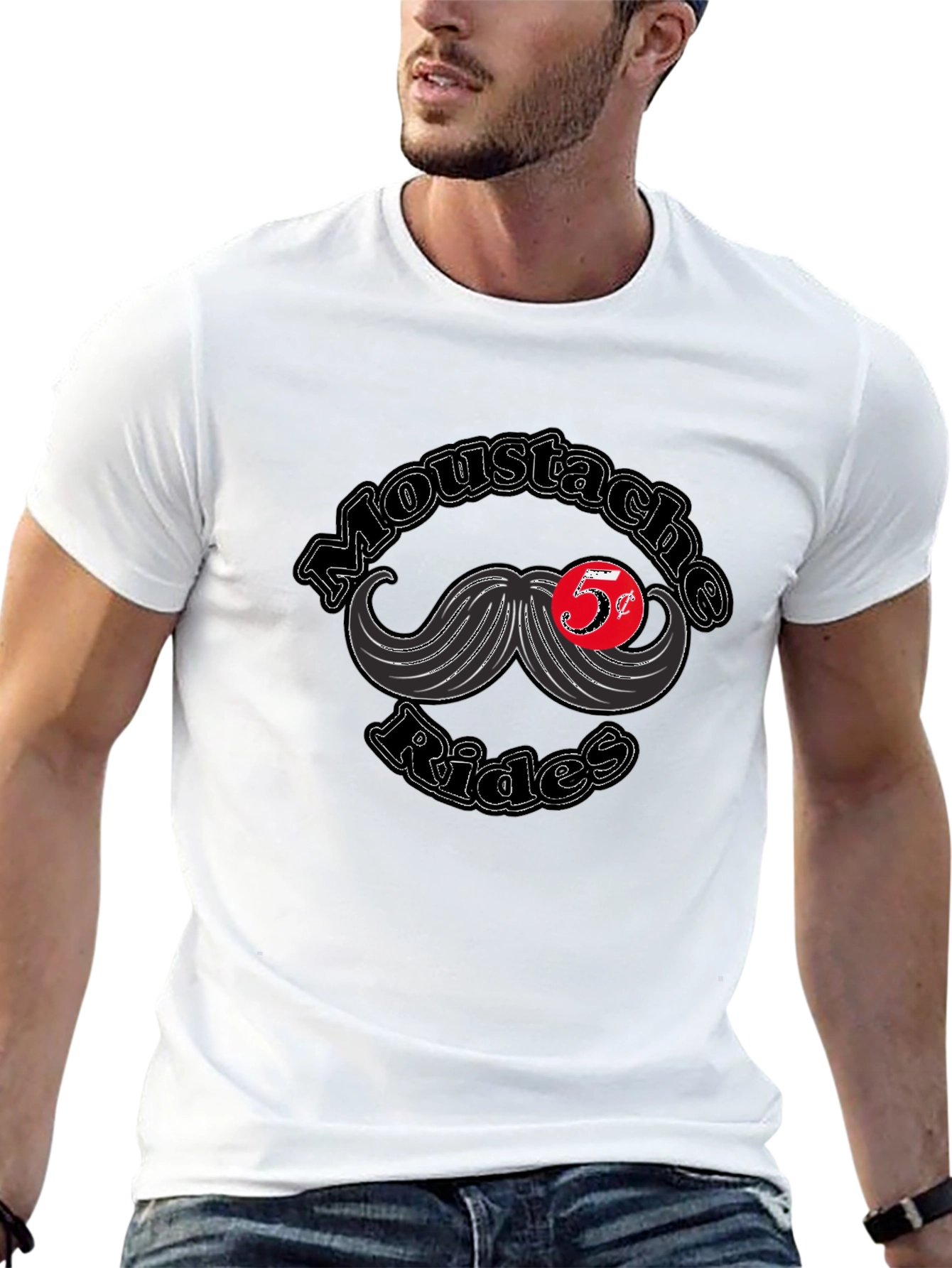 Mustache Rides T-Shirt - Retro Novelty Tee