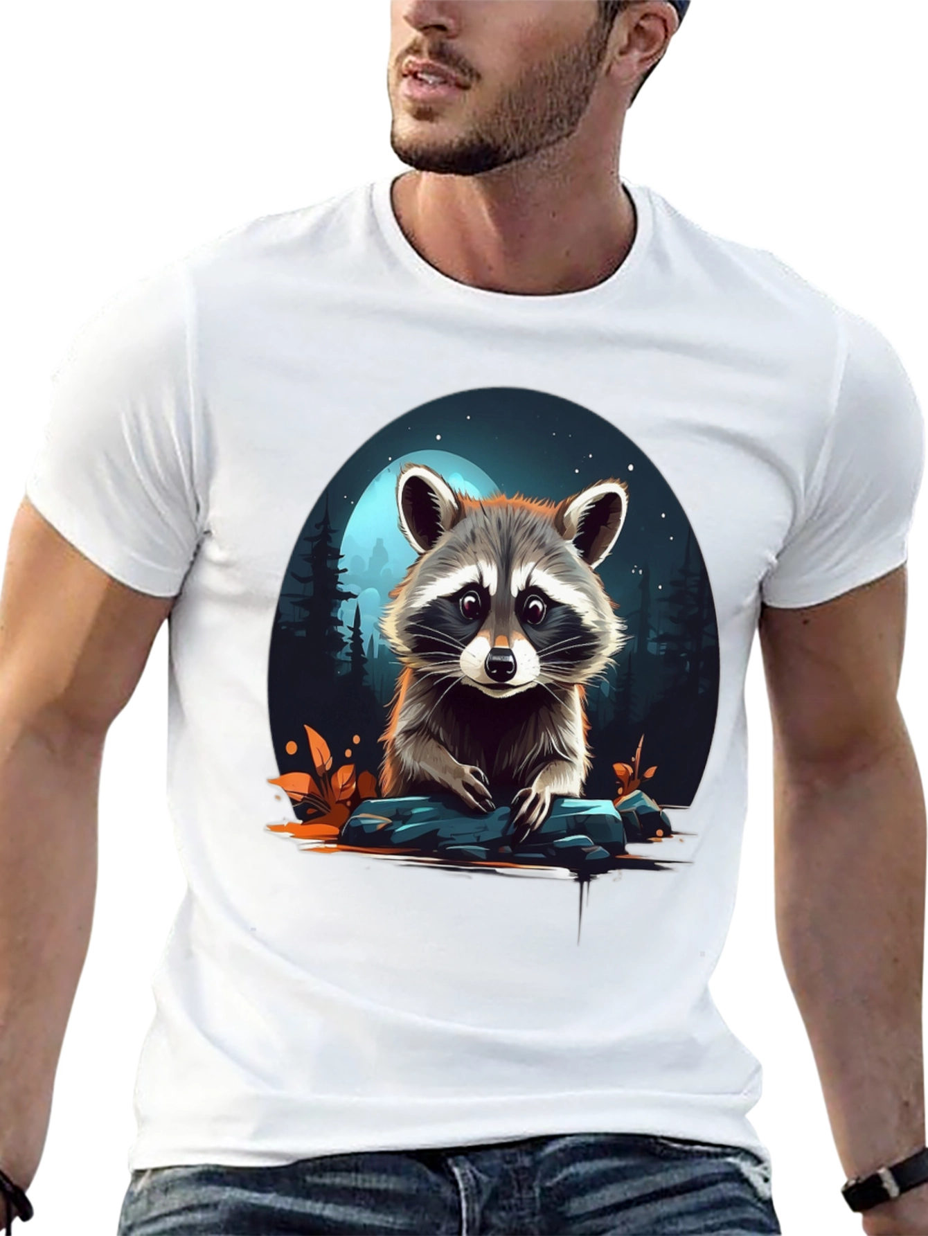 Raccoon Graphic Tee - Nature Lovers Black T-Shirt