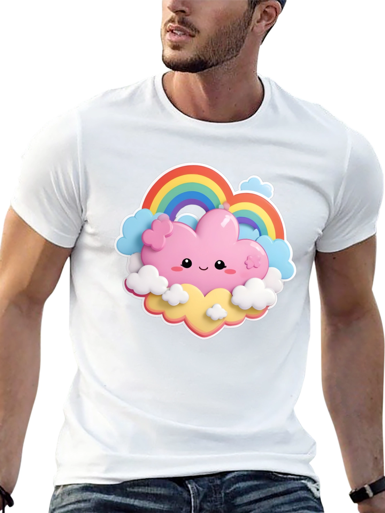 Kawaii Cloud Rainbow T-Shirt - Cute & Comfy