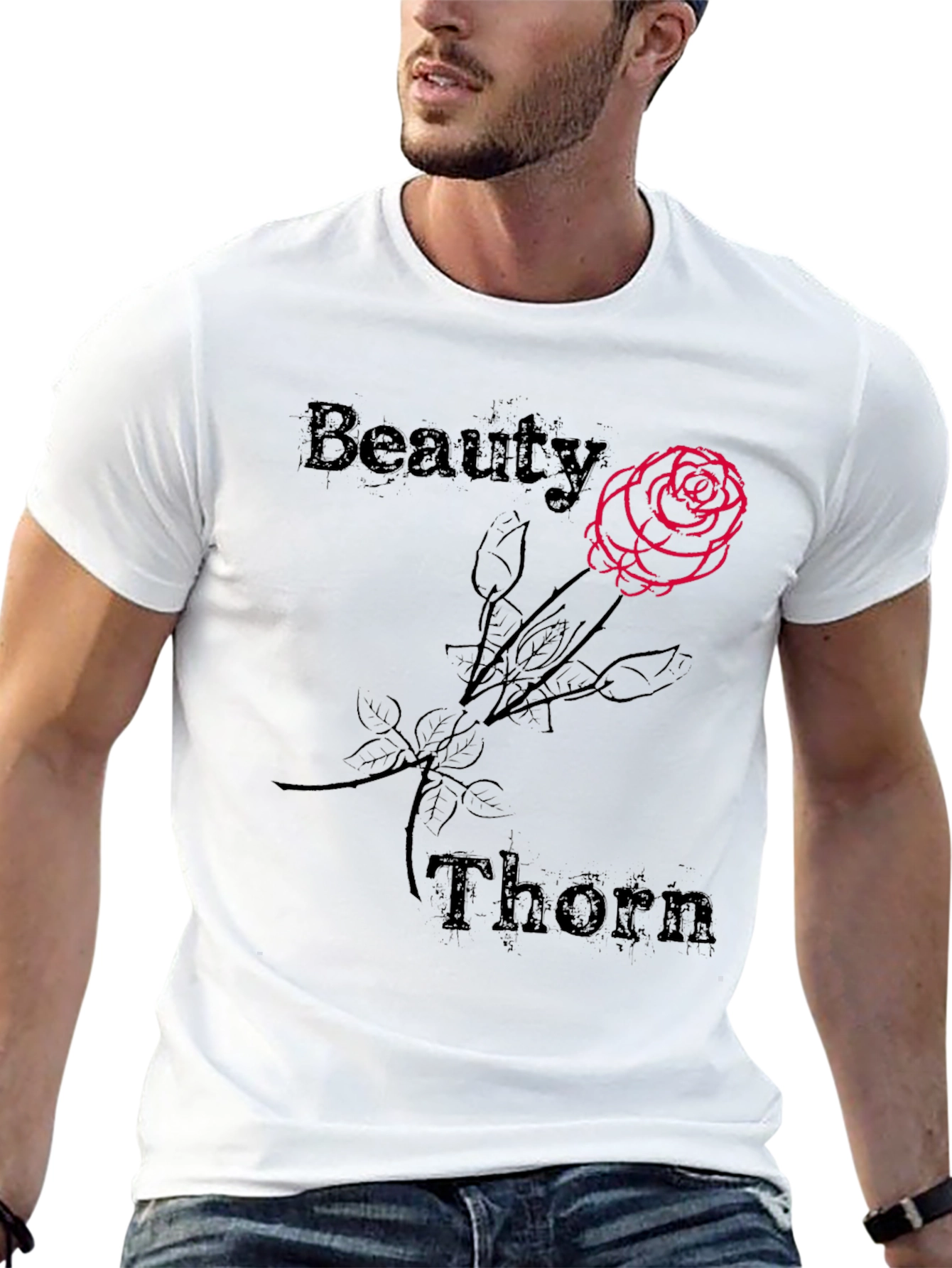 Beauty and Thorn Graphic Tee - Black