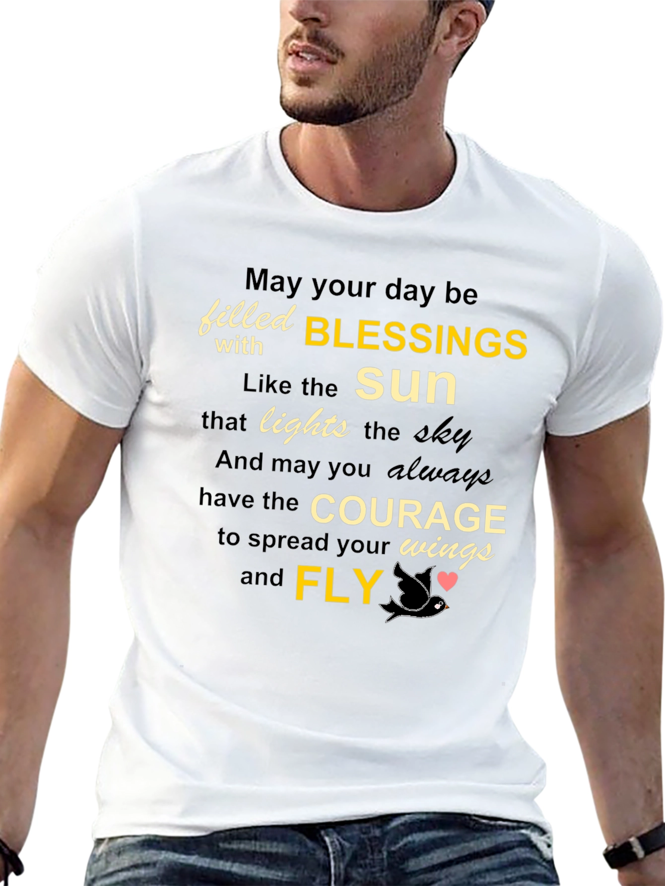 Inspirational Blessings T-Shirt - Courage and Fly