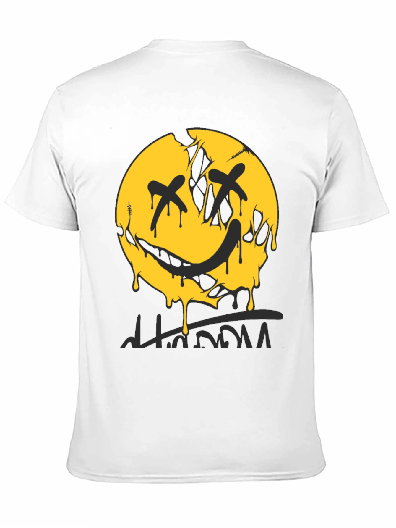 Edgy Graphic Print Crew Neck T-Shirt - Black