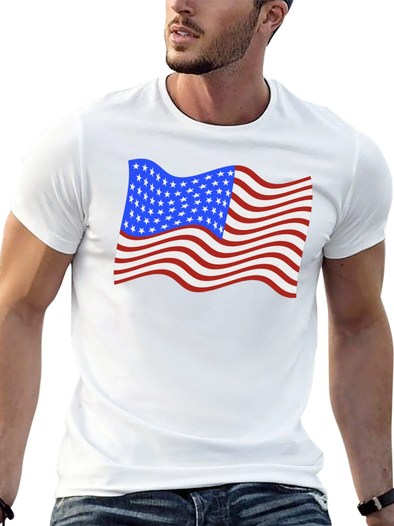 USA Flag Waving Patriotic T-Shirt