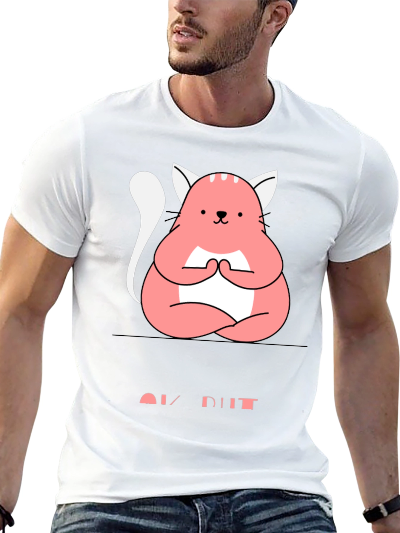 Meditating Cat Graphic Tee - Zen Style Comfort