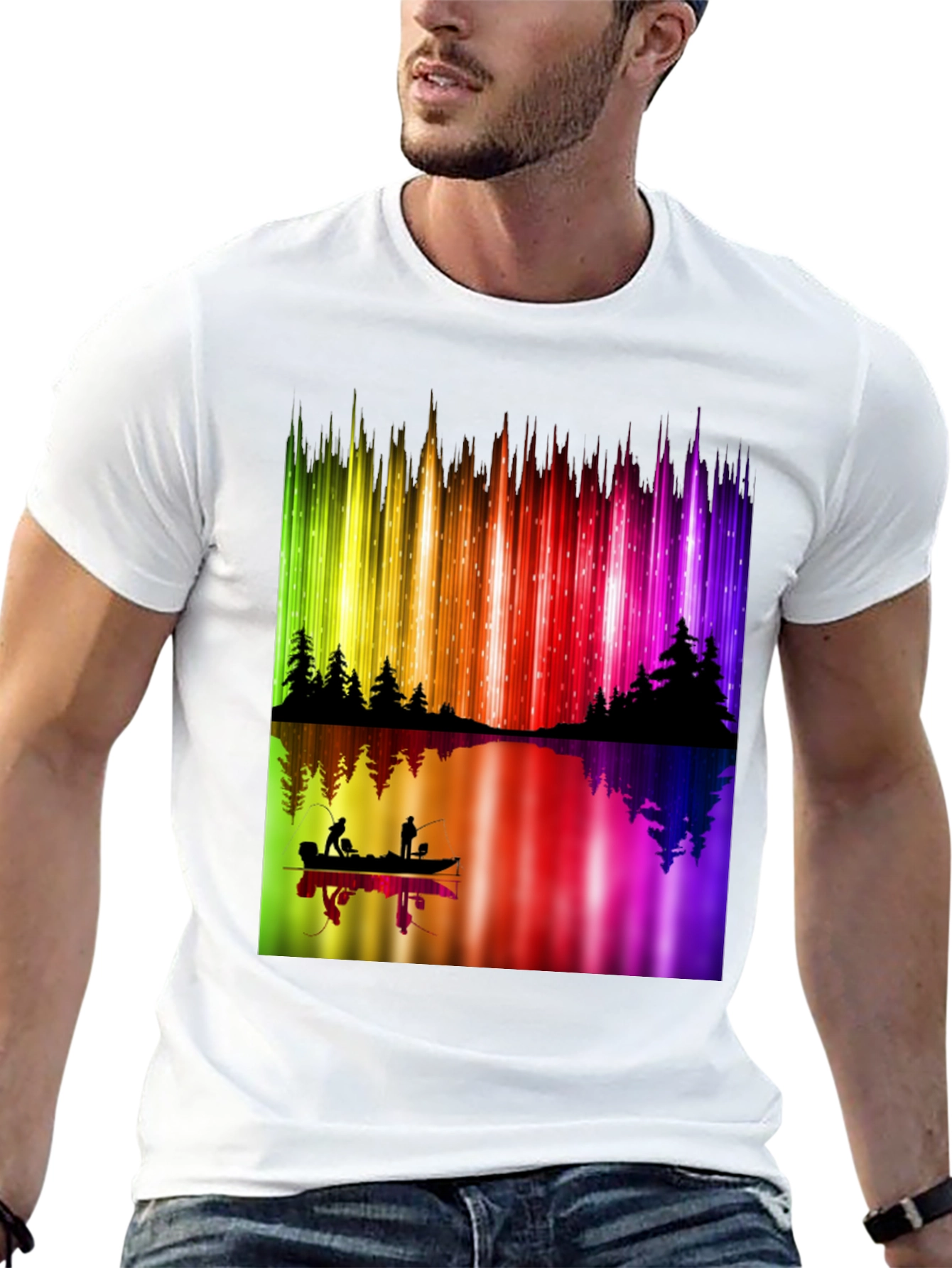 Aurora Borealis Fishing T-Shirt