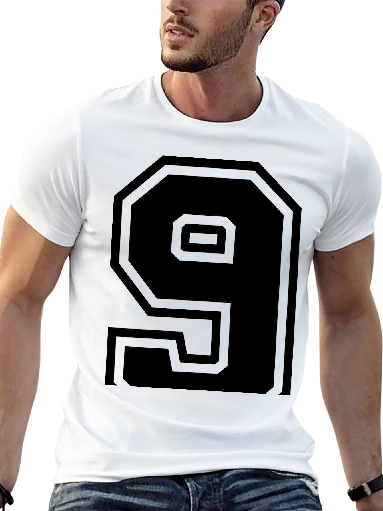 Mens Black Number 9 Graphic Tee Shirt
