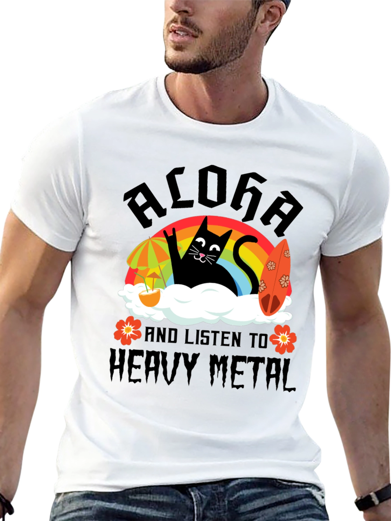 Aloha Heavy Metal Black Cat Graphic Tee