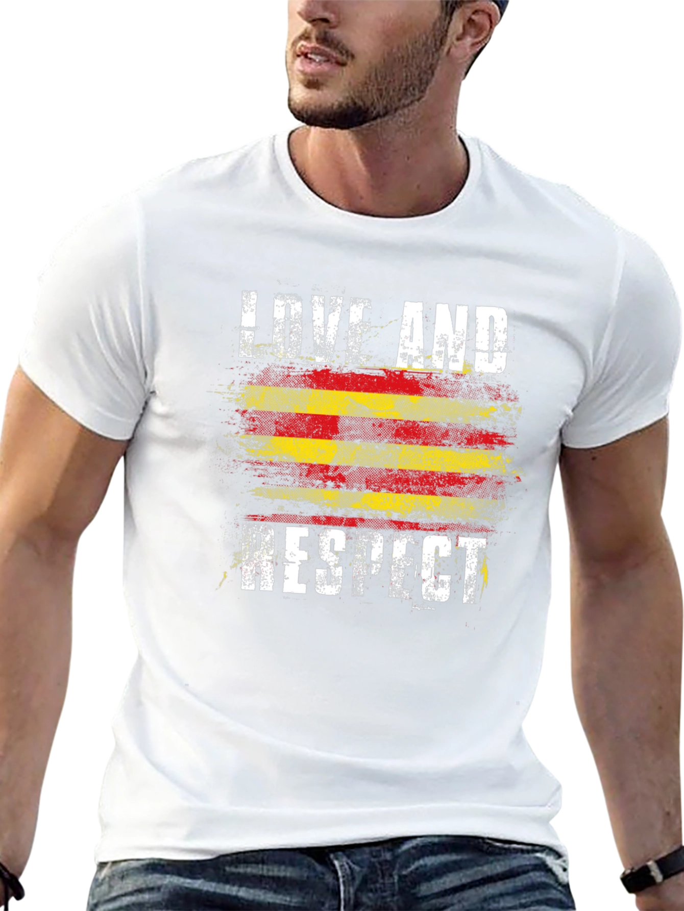 Love and Respect Graphic Tee - Catalonia Flag Style