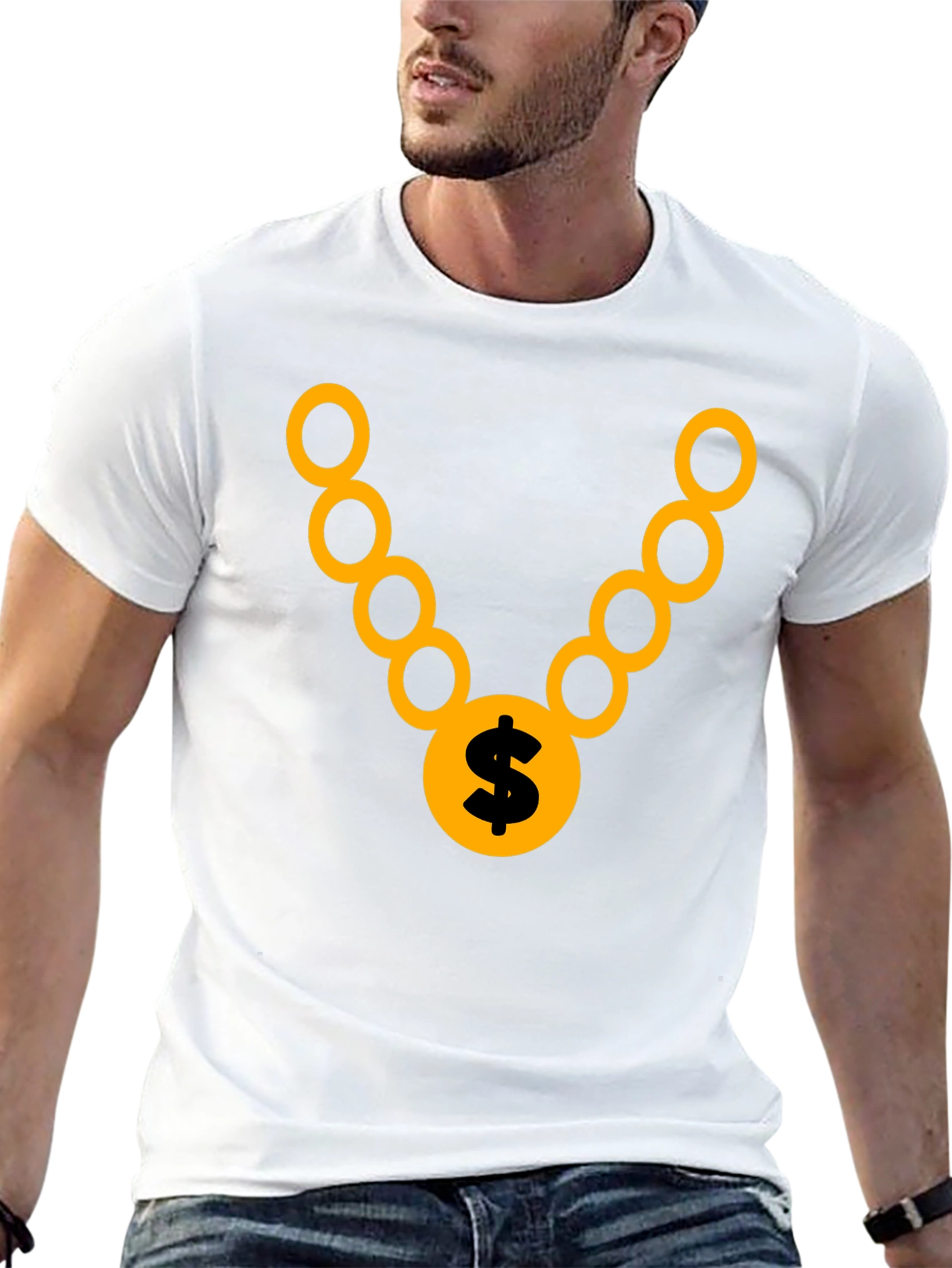 Gold Chain Graphic Tee - Stylish Black T-Shirt