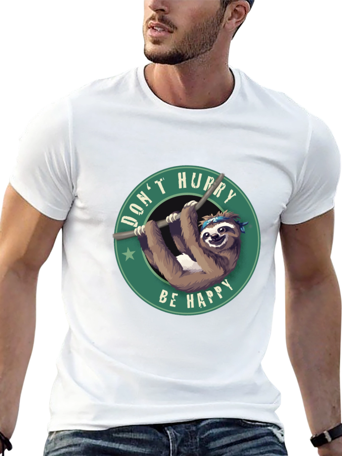 Dont Hurry Be Happy Sloth Graphic Tee