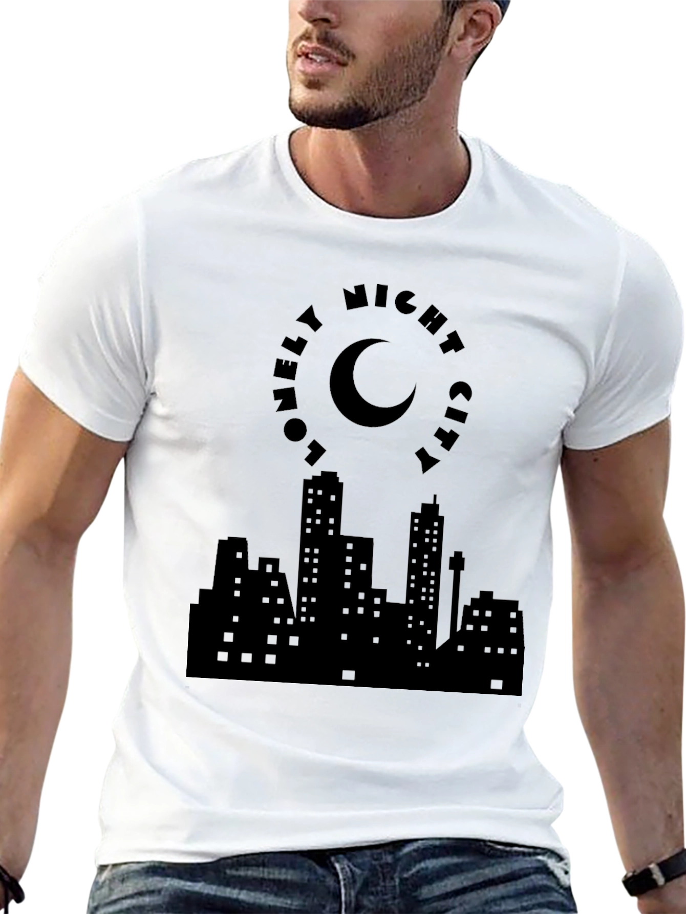Lonely Night City Black Graphic Tee