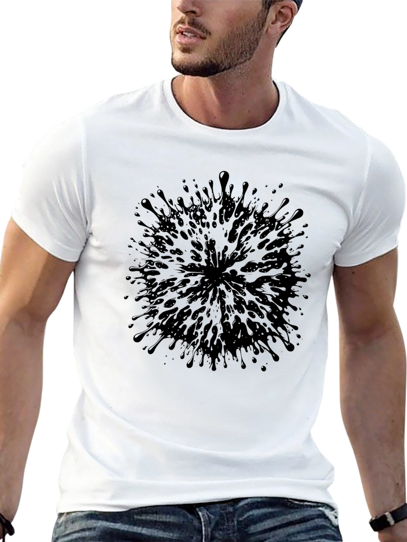 Abstract Splatter Black T-Shirt