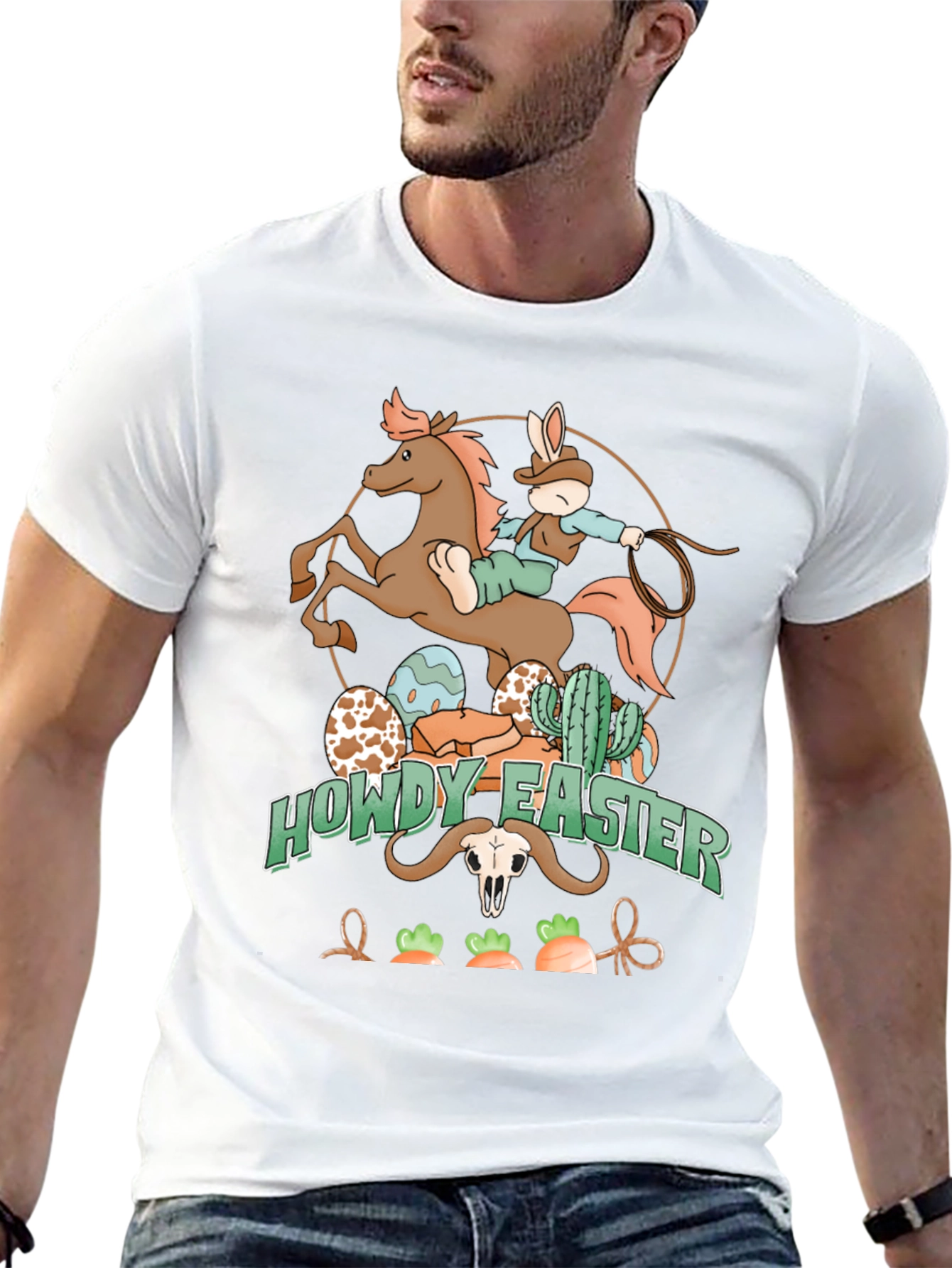 Howdy Easter Cowboy Bunny Graphic T-Shirt