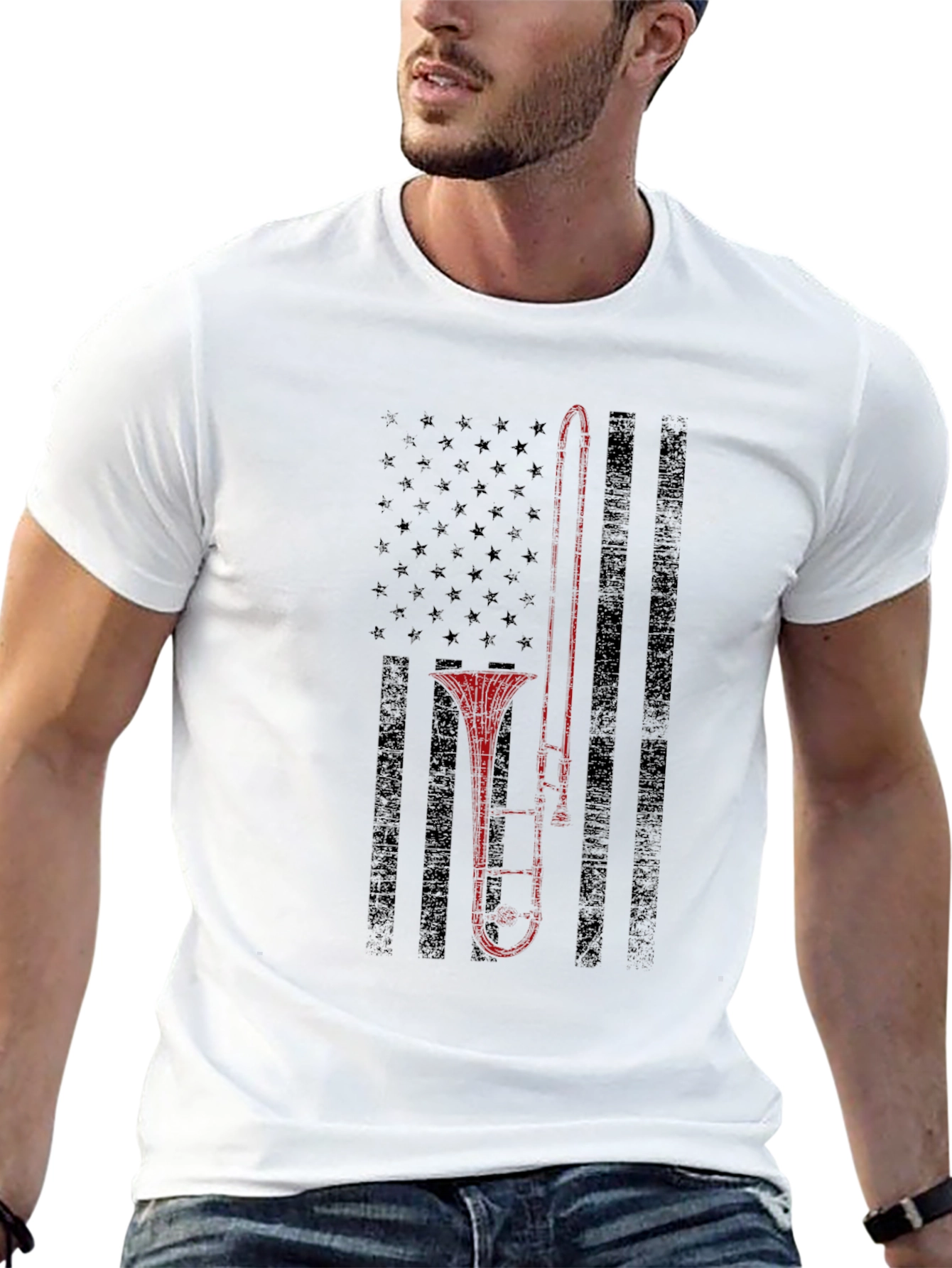 Trombone American Flag Graphic Tee