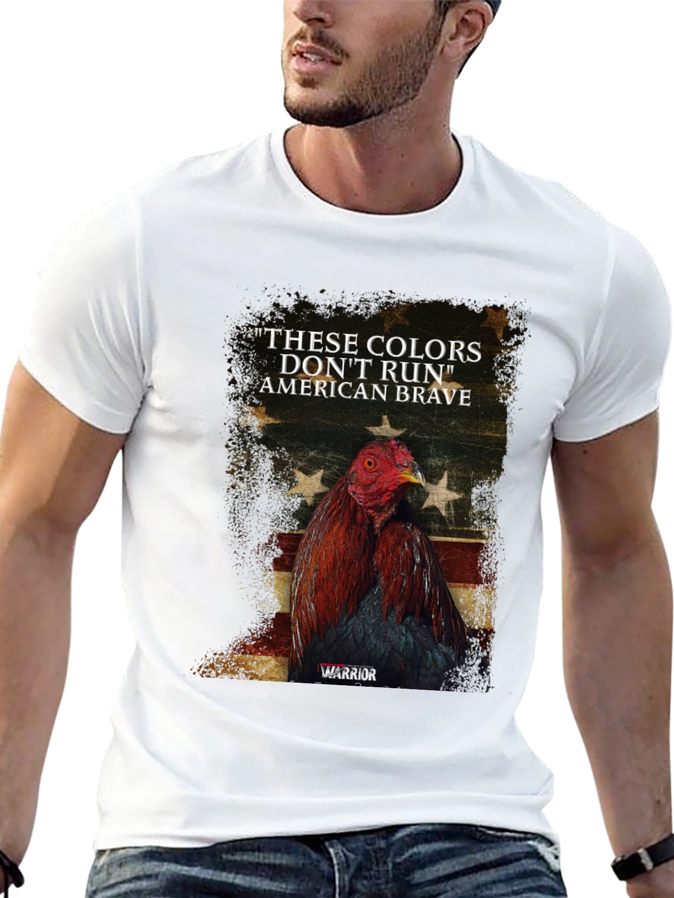 American Brave Warrior Rooster Graphic Tee