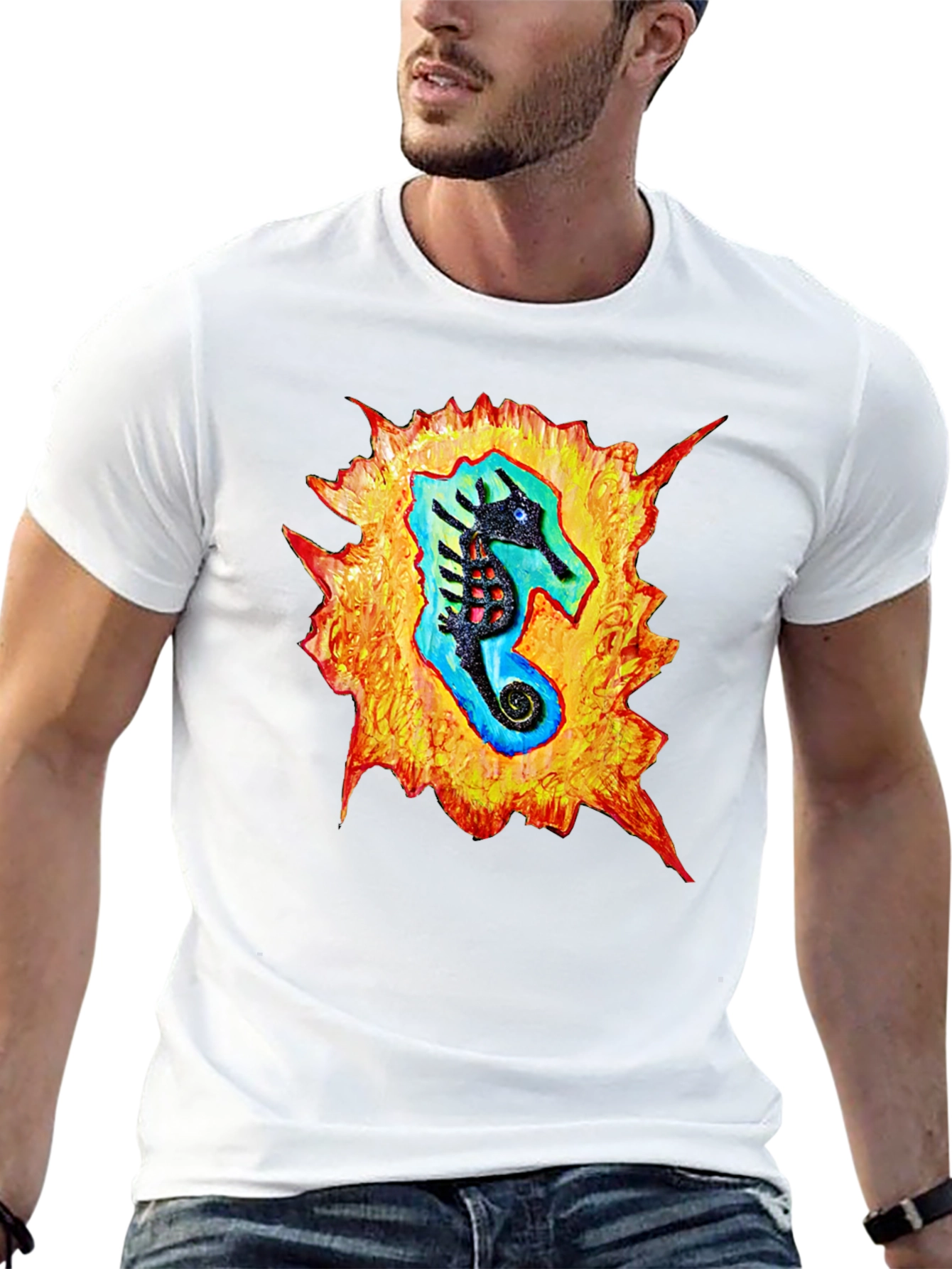 Sea Horse Graphic Black T-Shirt