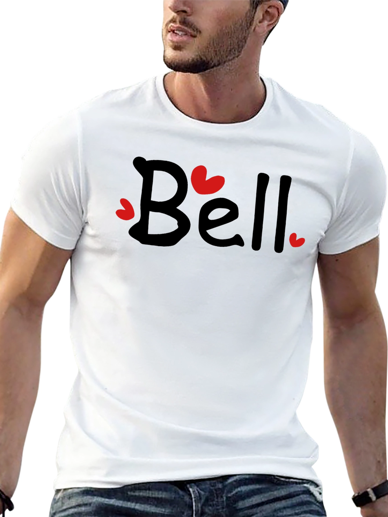 Bell Heart Valentines Day Black T-Shirt