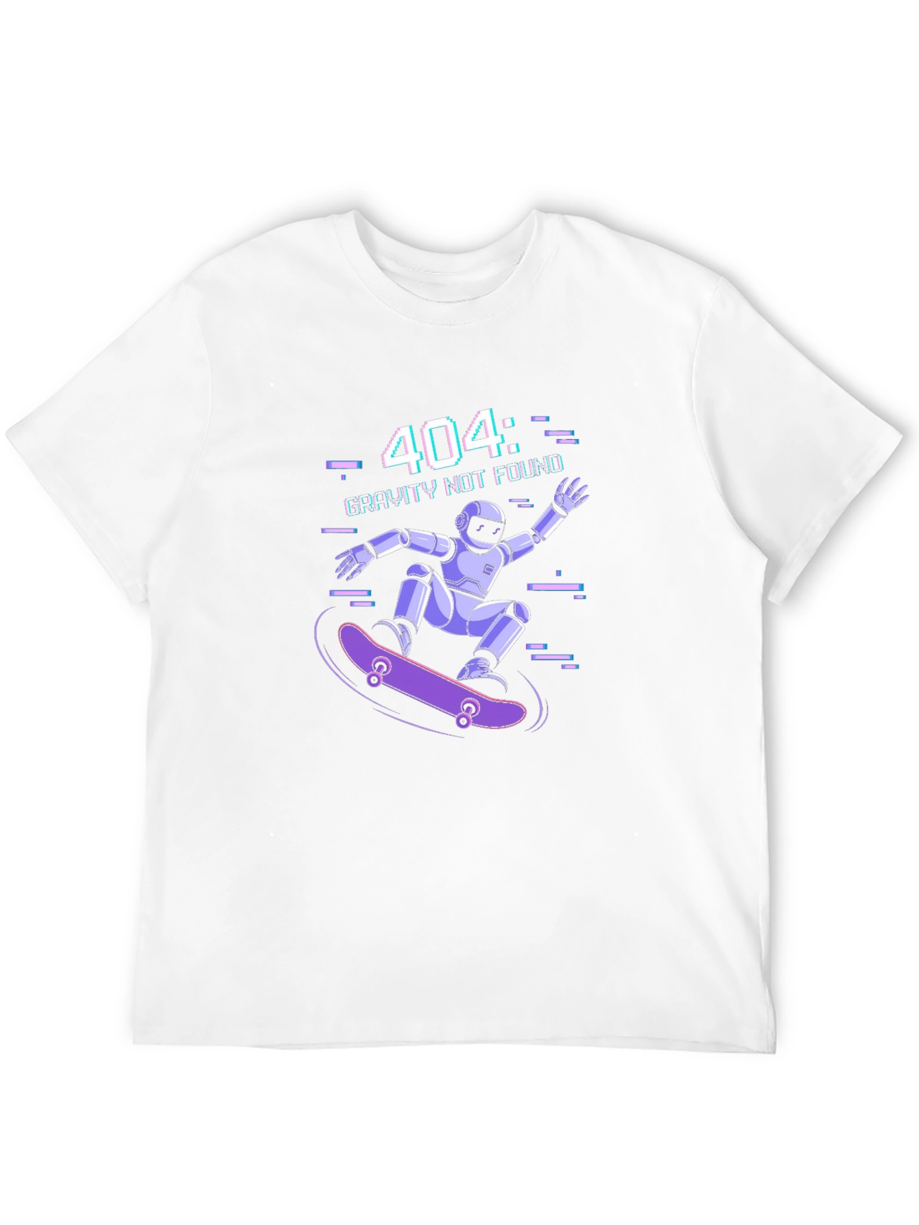 Gravity Not Found Skater Robot Graphic T-Shirt